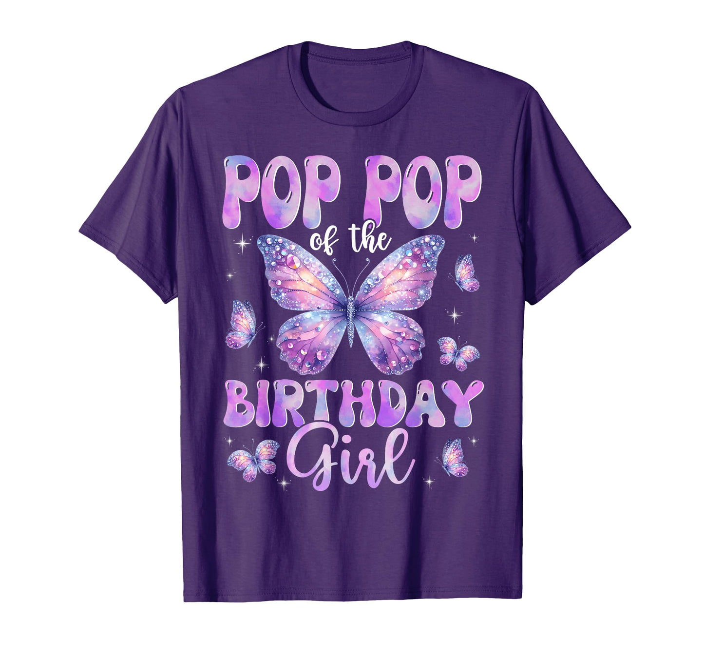 Pop Pop Of The Birthday Girl Butterfly Family Matching T-Shirt