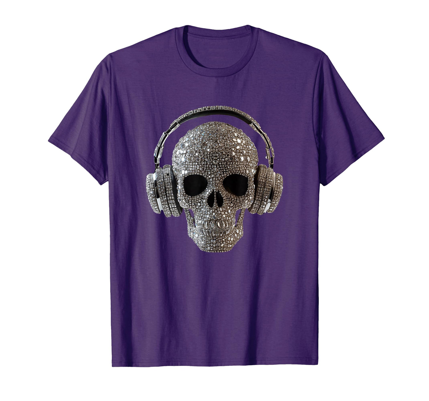 Bling Skull with Headphones - DJ Music Lover T-Shirt