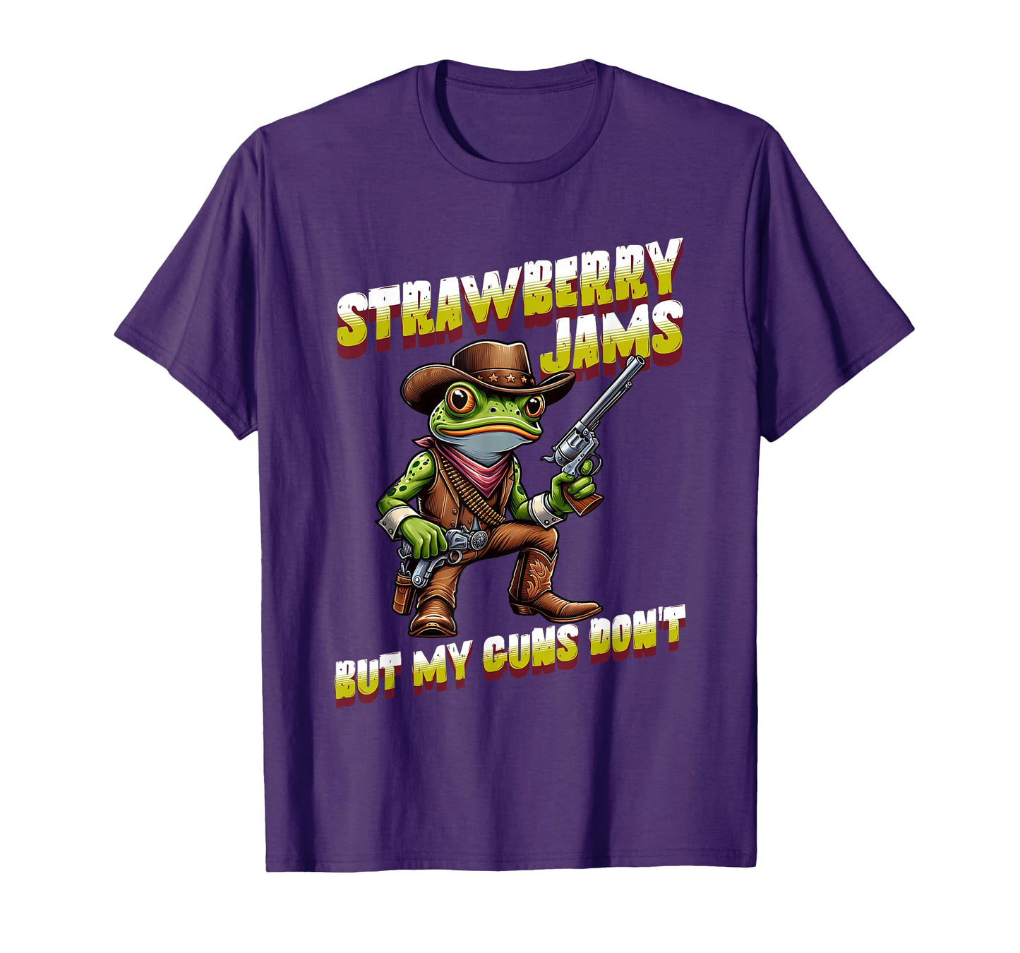 Strawberry Jams But My Guns Don't Funny Frog Cowboy Men T-Shirt