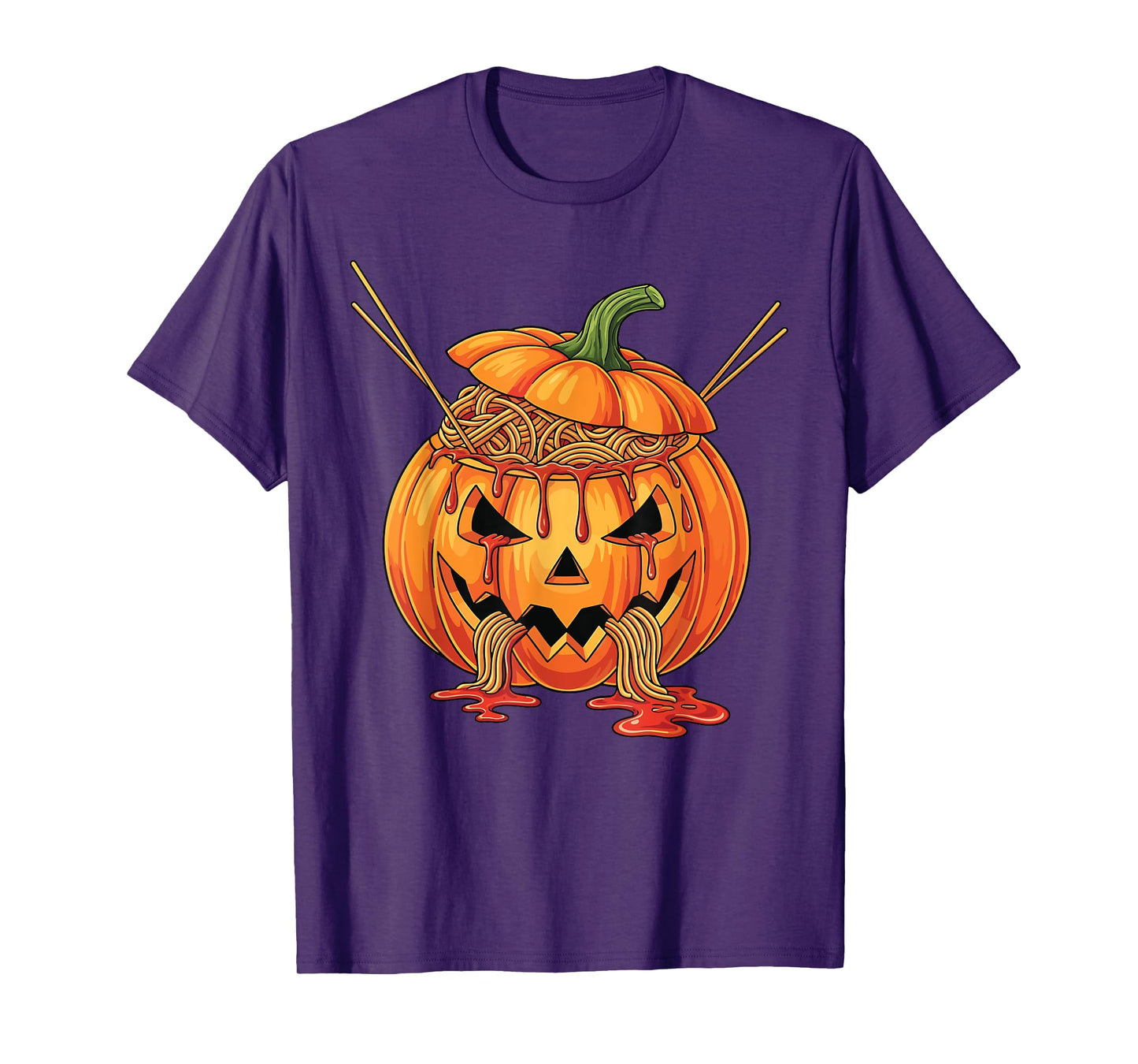 Creepy Spaghetti Pumpkin Horror Art Halloween Costume T-Shirt