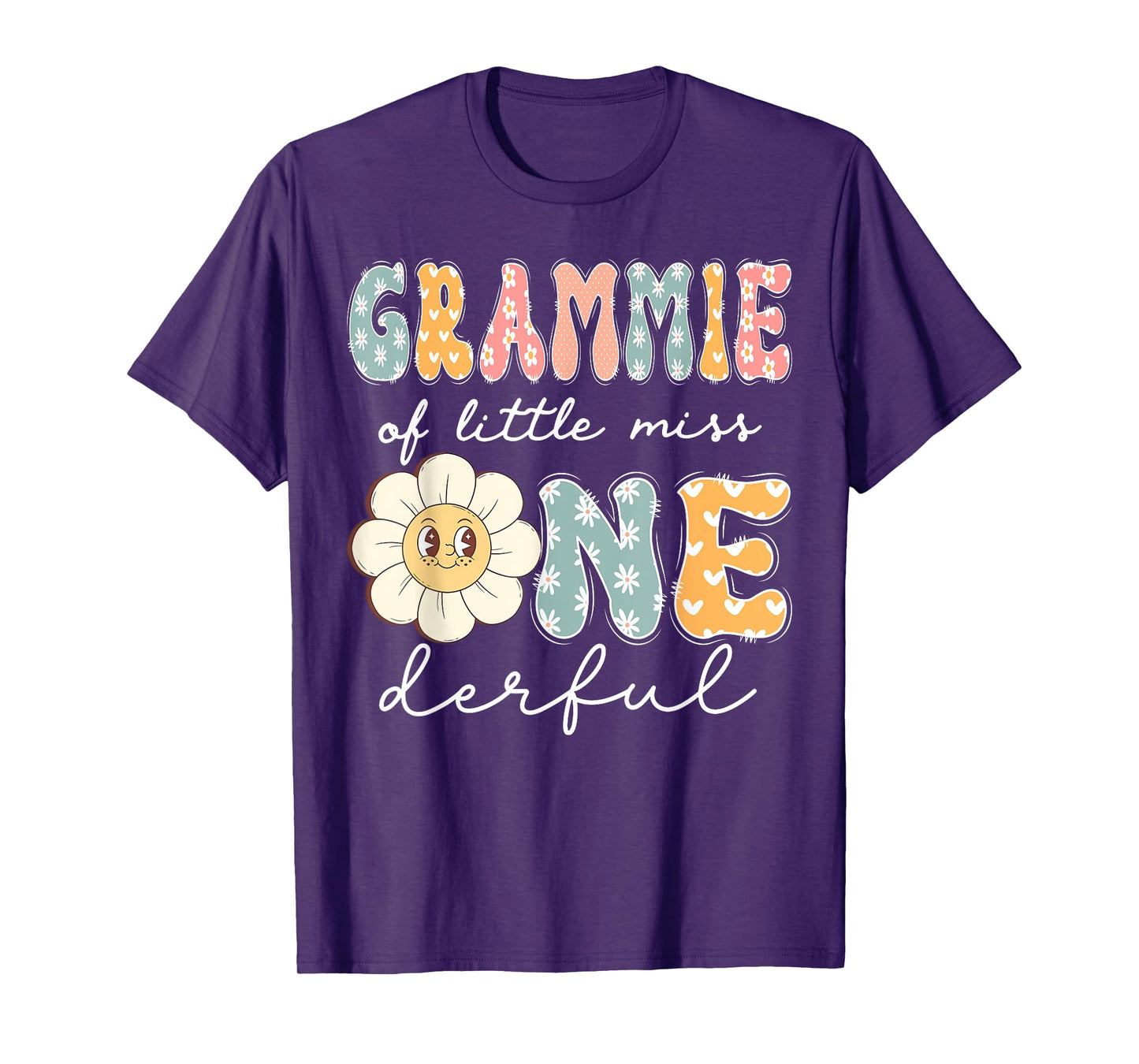 Grammie Of Little Miss Onederful 1St Birthday Girl Daisy T-Shirt