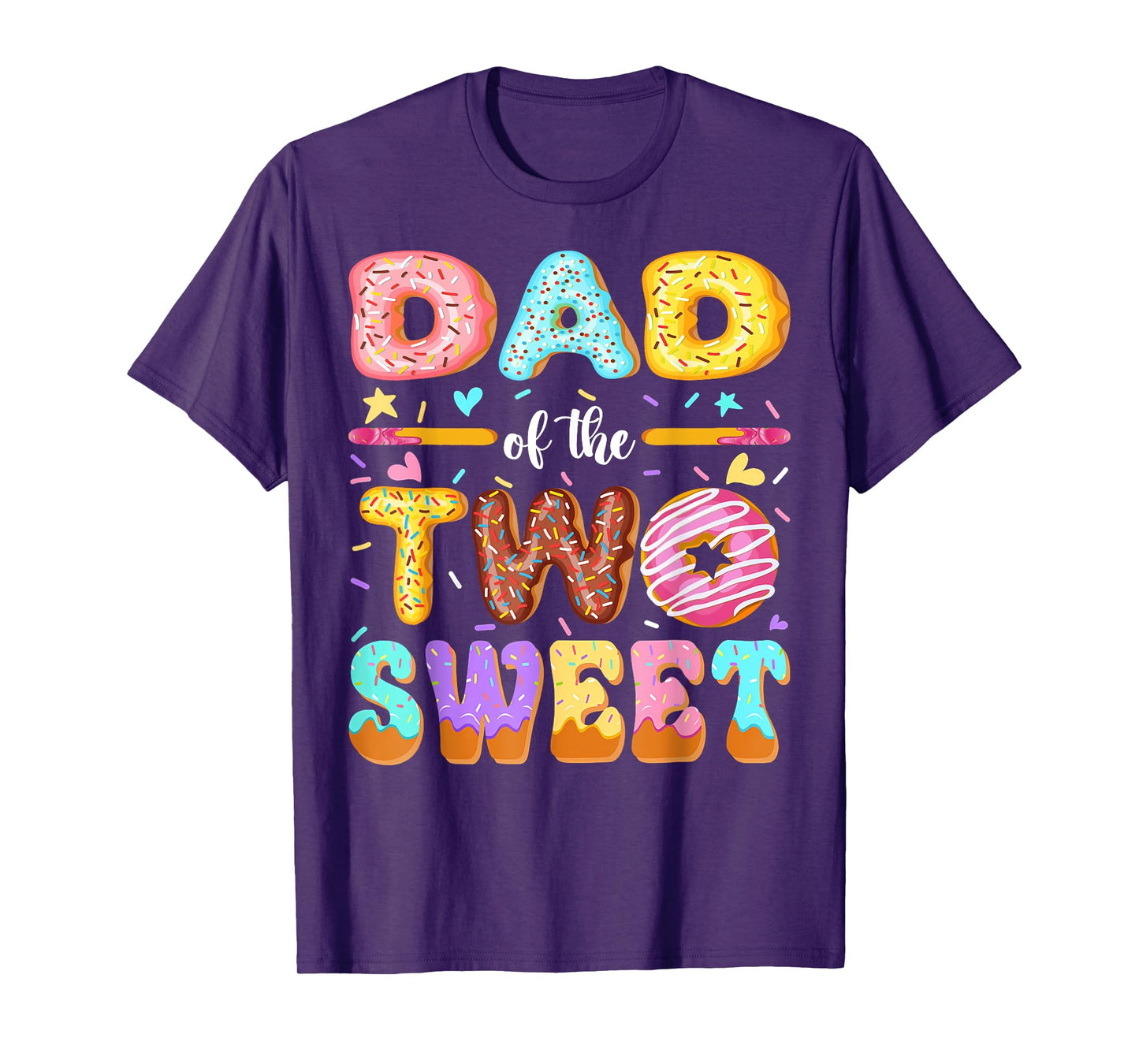 Dad Of The Two Sweet 2Nd Birthday Girl Donut T-Shirt