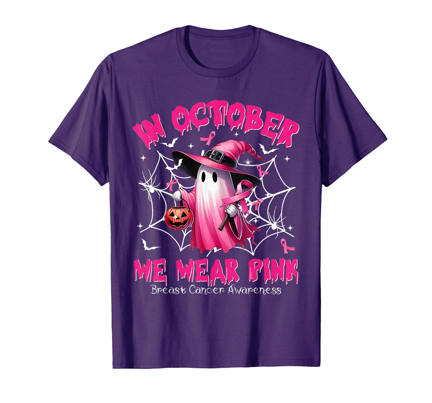 In October We Wear Pink Breast Cancer Awareness Halloween T-Shirt