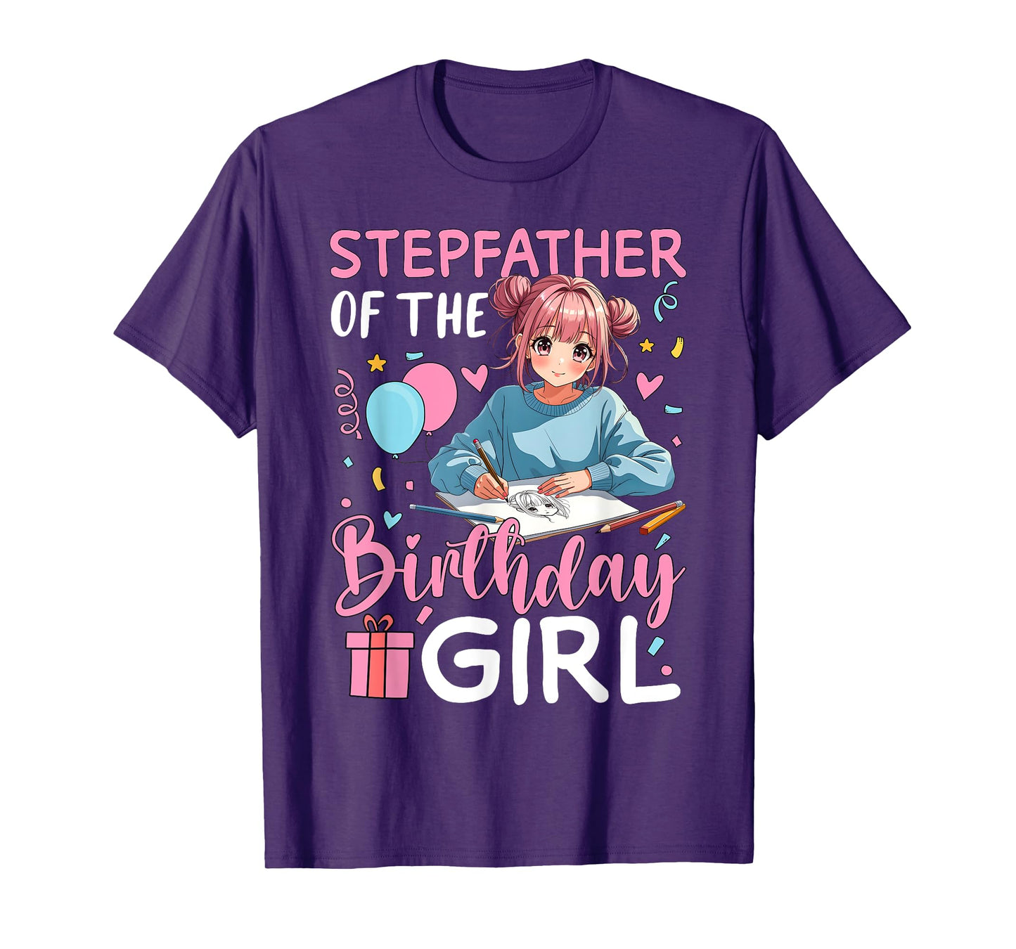 Stepfather Of The Birthday Girl Drawing Birthday T-Shirt