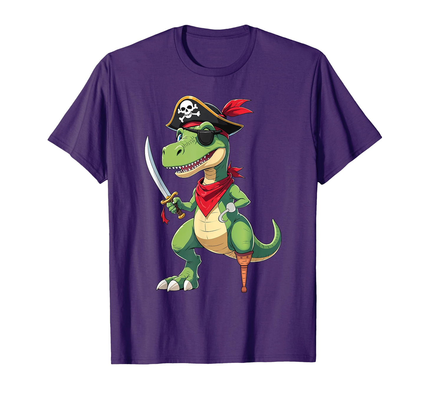 Pirate Dinosaur T Rex Funny Kids Boys Halloween Costume T-Shirt