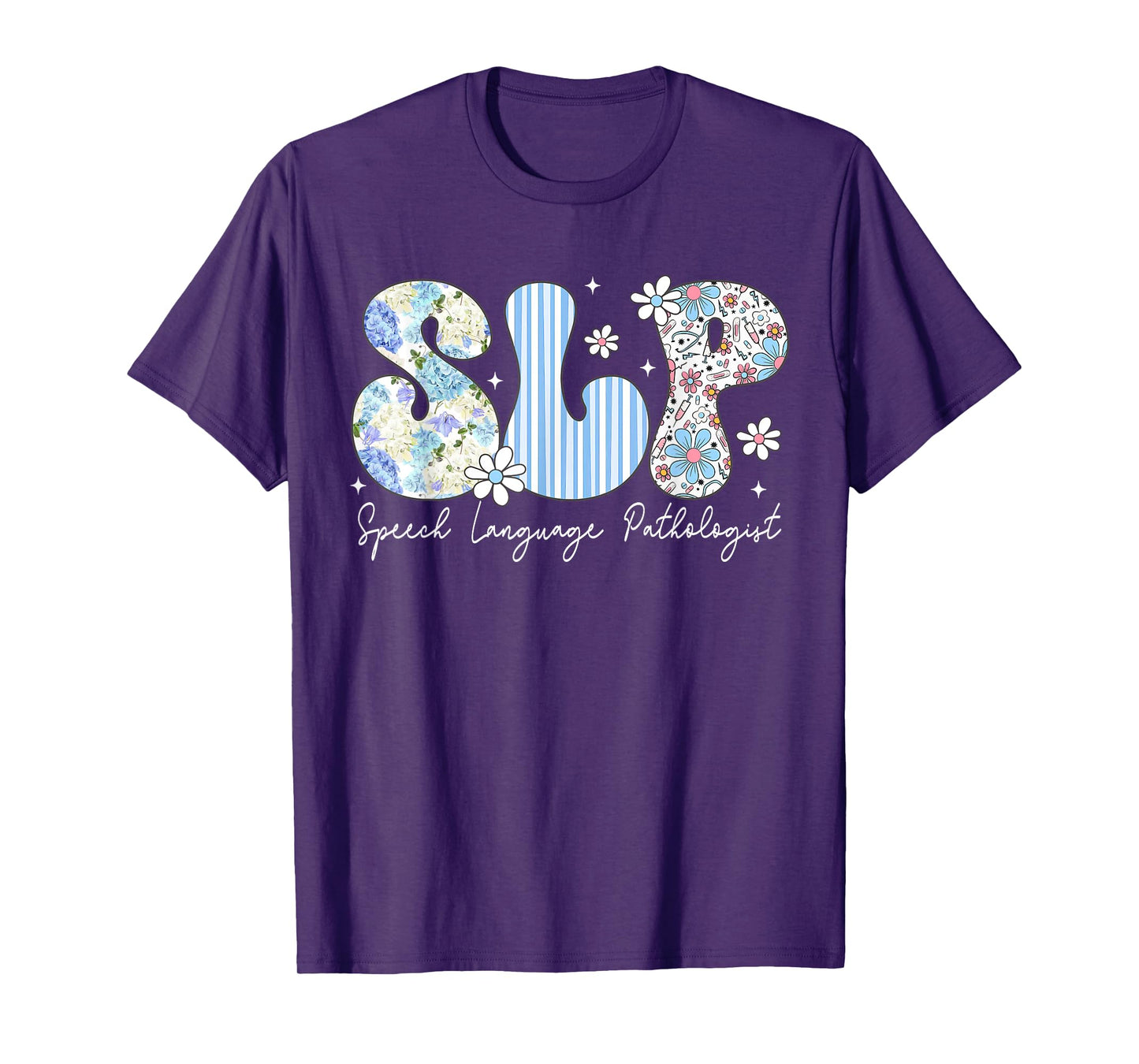 SLP Floral Speech Therapy Retro SLP OT PT Team T-Shirt