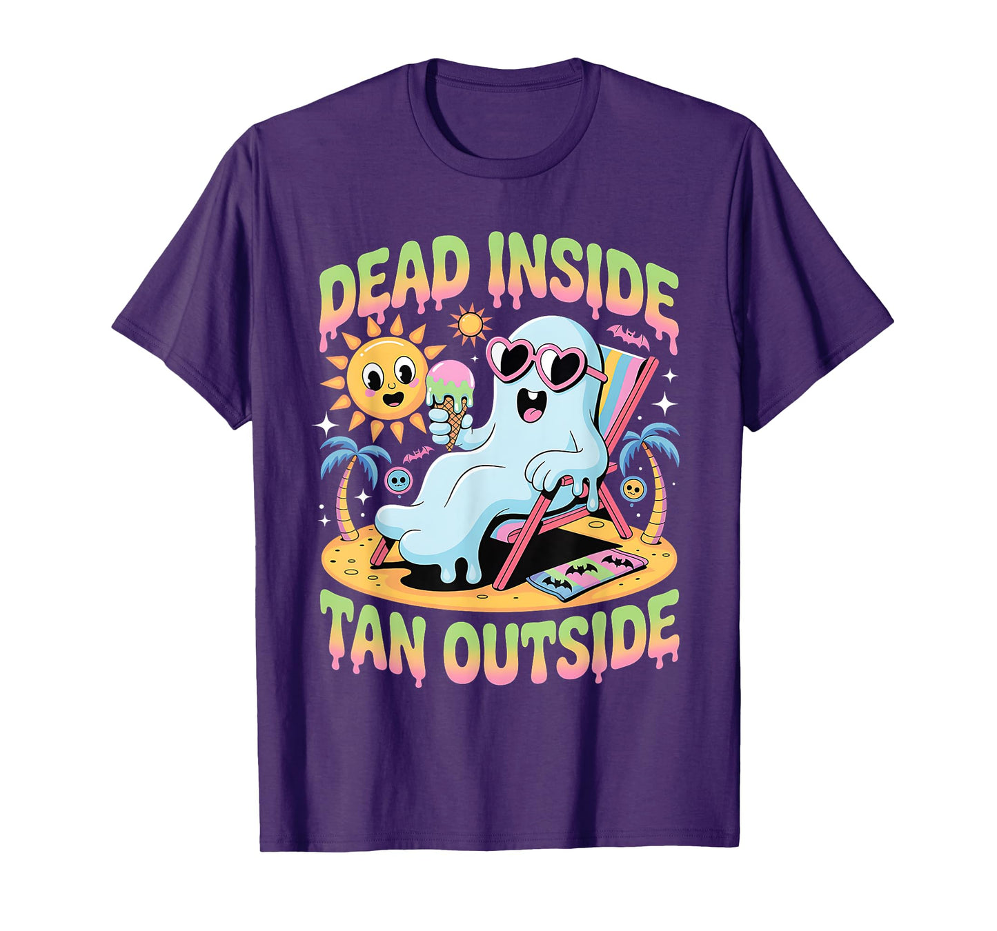 Dead Inside Tan Outside Funny Ghost Summerween T-Shirt