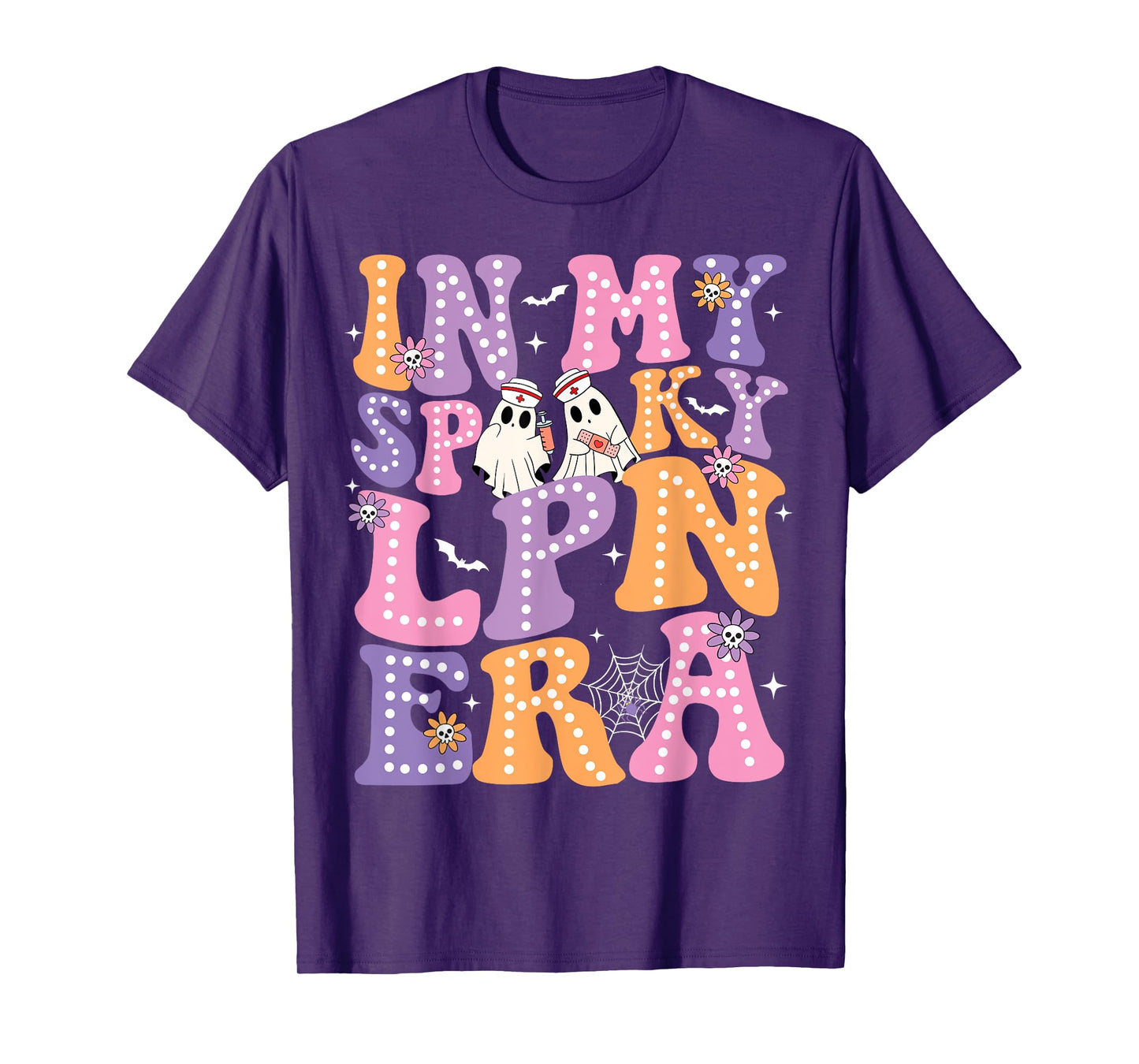 Groovy In My Spooky LPN Era Ghost Nurse Halloween Nursing T-Shirt