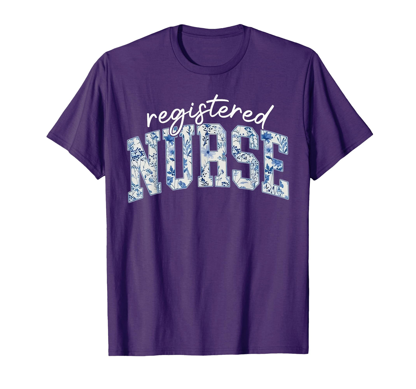 RN Nurse Registered Nurse Toile Blue Floral Women T-Shirt