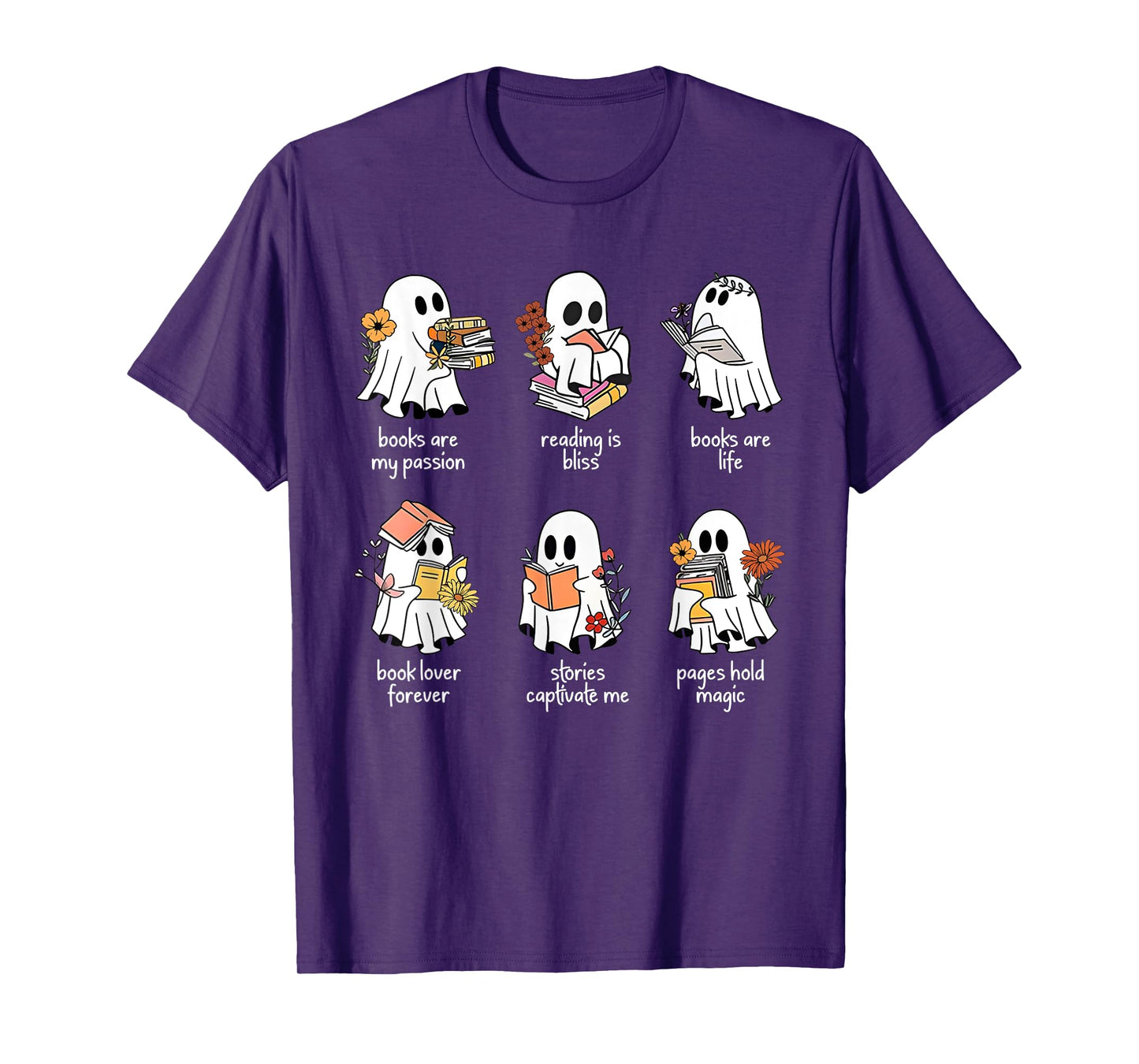 Halloween Books Are My Passion Ghost Reader Spooky Season T-Shirt
