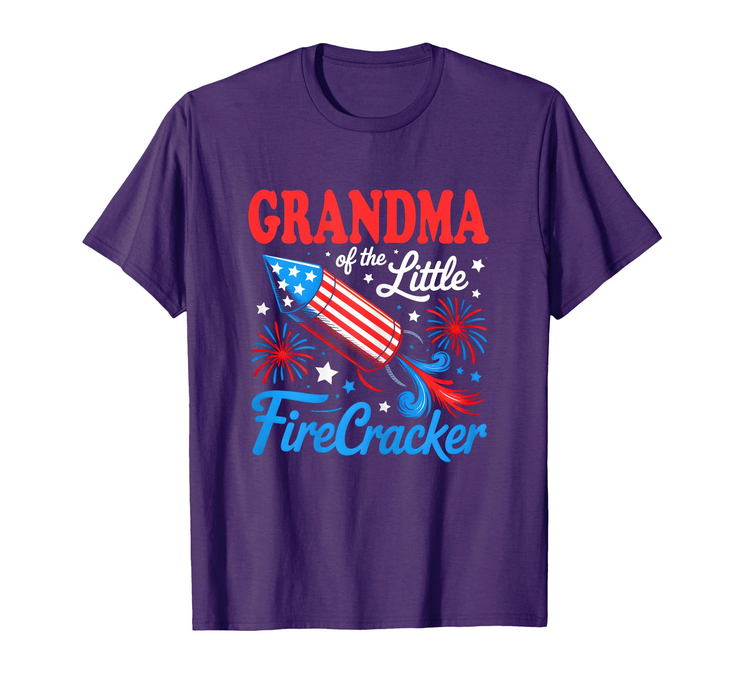 Grandma Of The Little Firecracker 4th of July Birthday Party T-Shirt