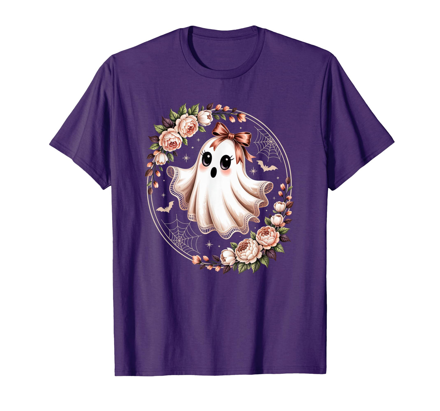 Coquette Bow Lace Ghost Floral Ghost Boo In Boojee Halloween T-Shirt