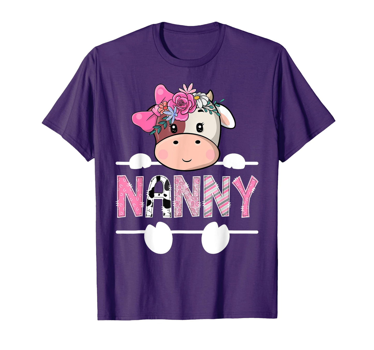 Nanny Of The Birthday Girl Pink Cute Cow Matching T-Shirt