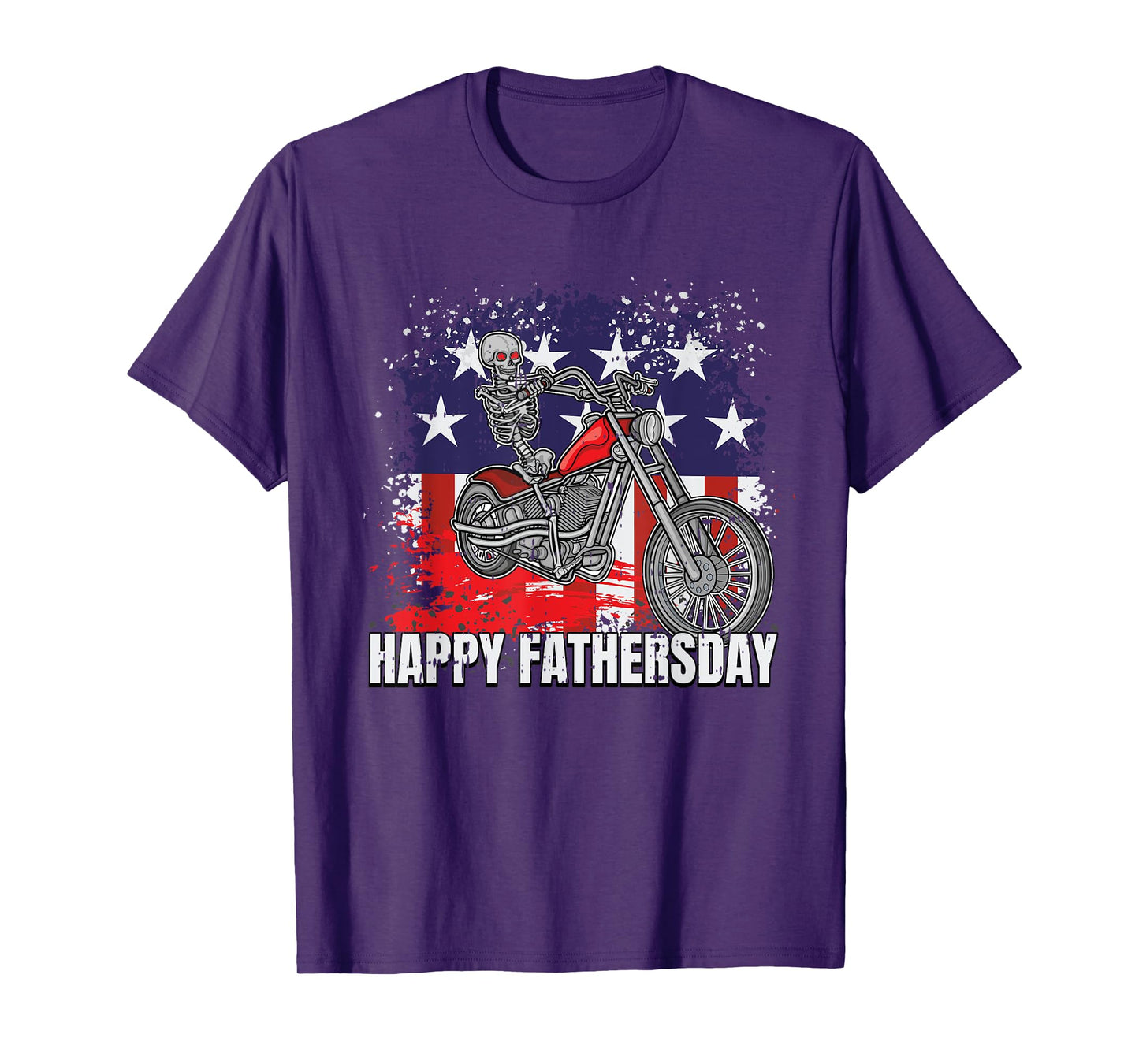 Skeleton Riding Motorcycle Happy Fathers Day Funny Dad Papa T-Shirt