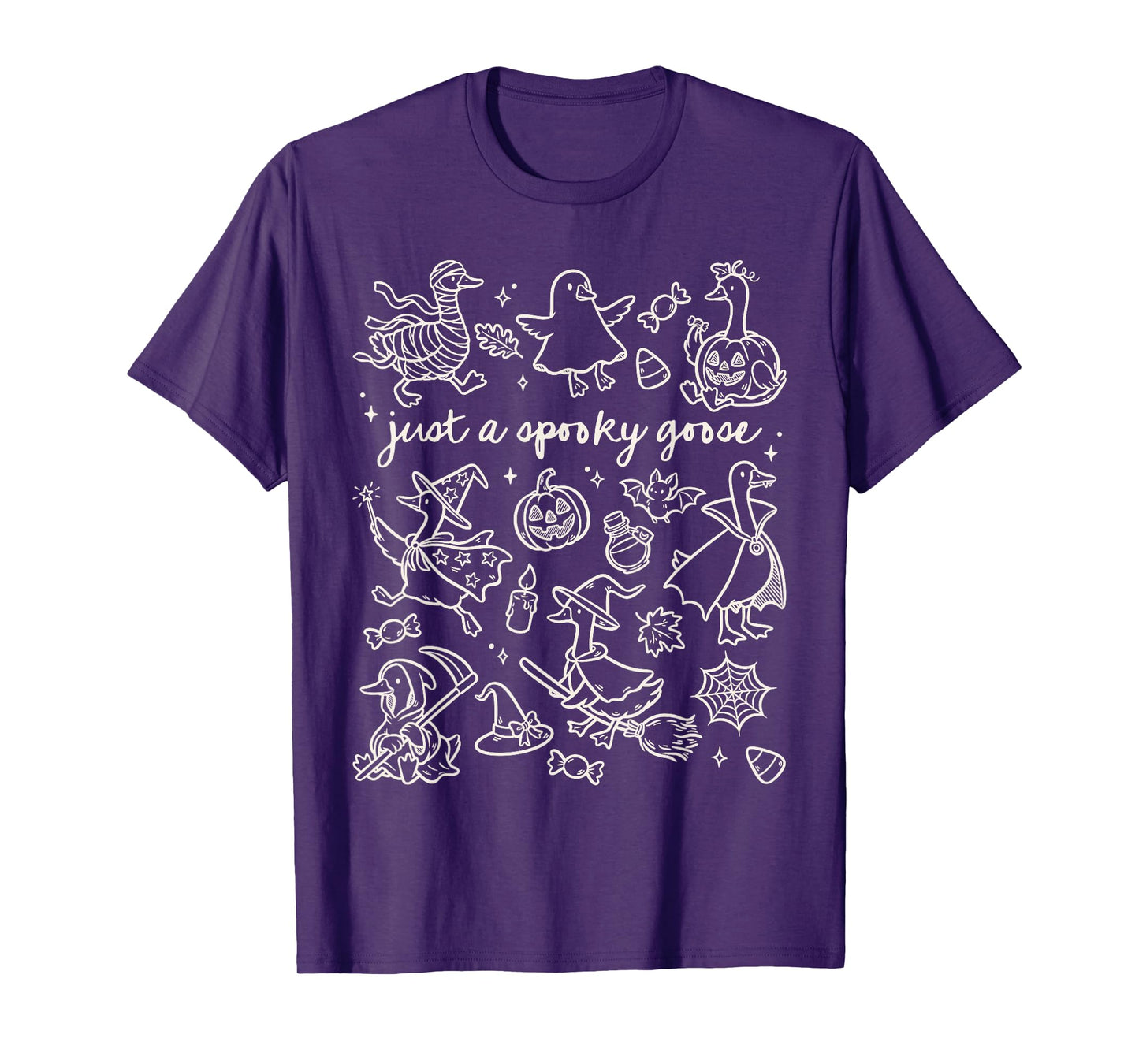 Just A Spooky Goose Cute Silly Halloween Doodles T-Shirt