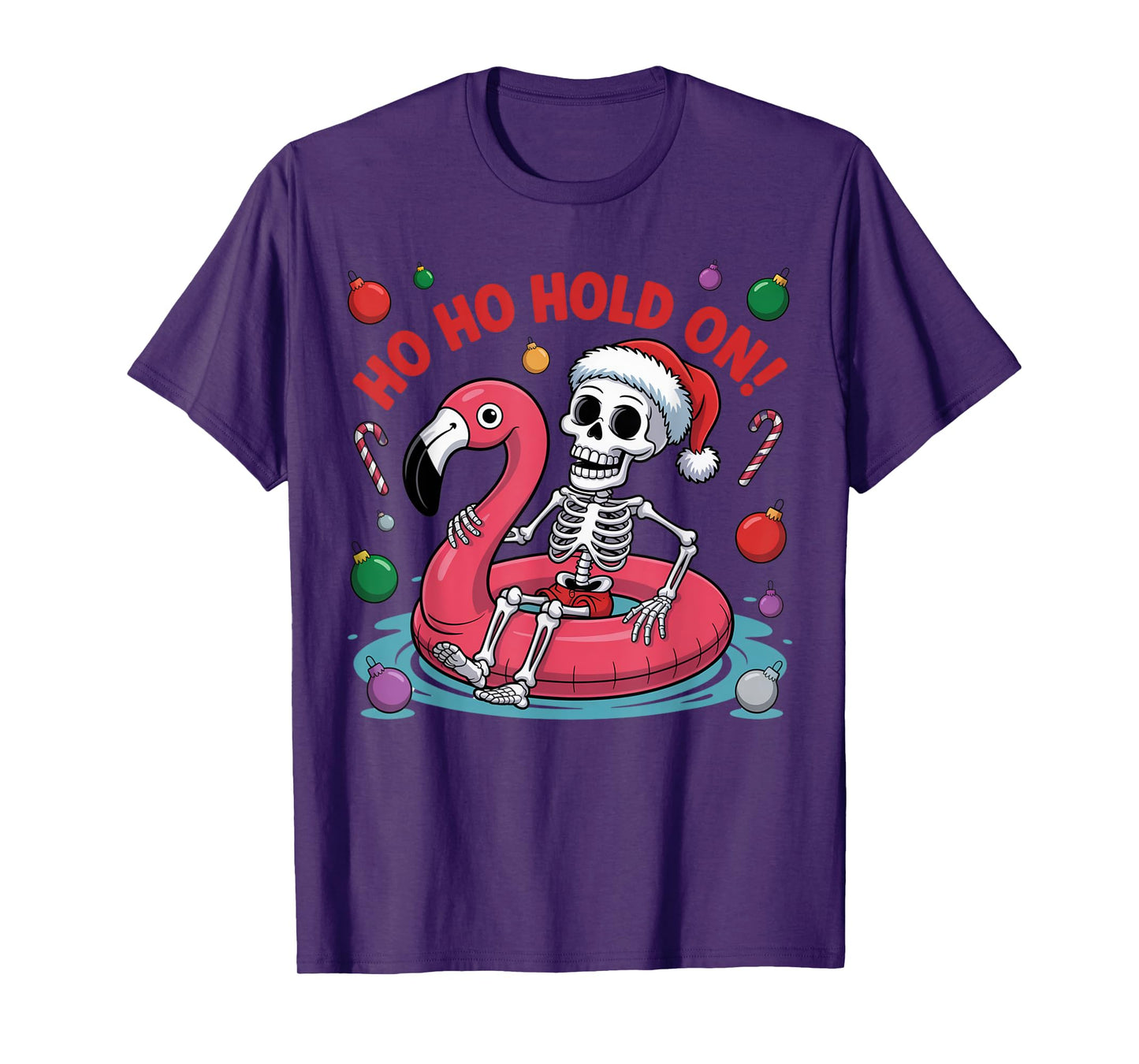 Christmas In July Skeleton Flamingo Funny Holiday T-Shirt