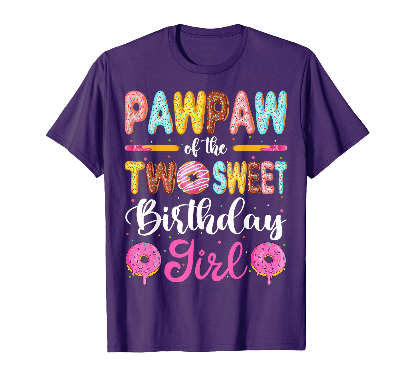 Pawpaw Of The Two Sweet Birthday Girl Donut 2nd Birthday T-Shirt
