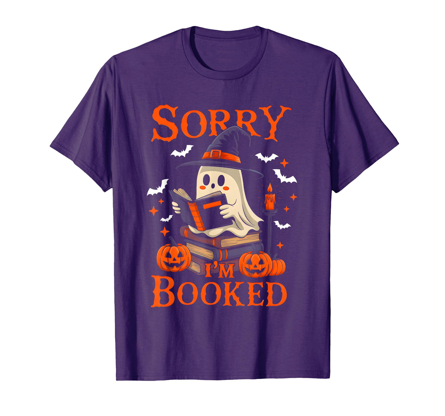 Sorry I'm Booked Ghost Reading Book Lover Teacher Halloween T-Shirt
