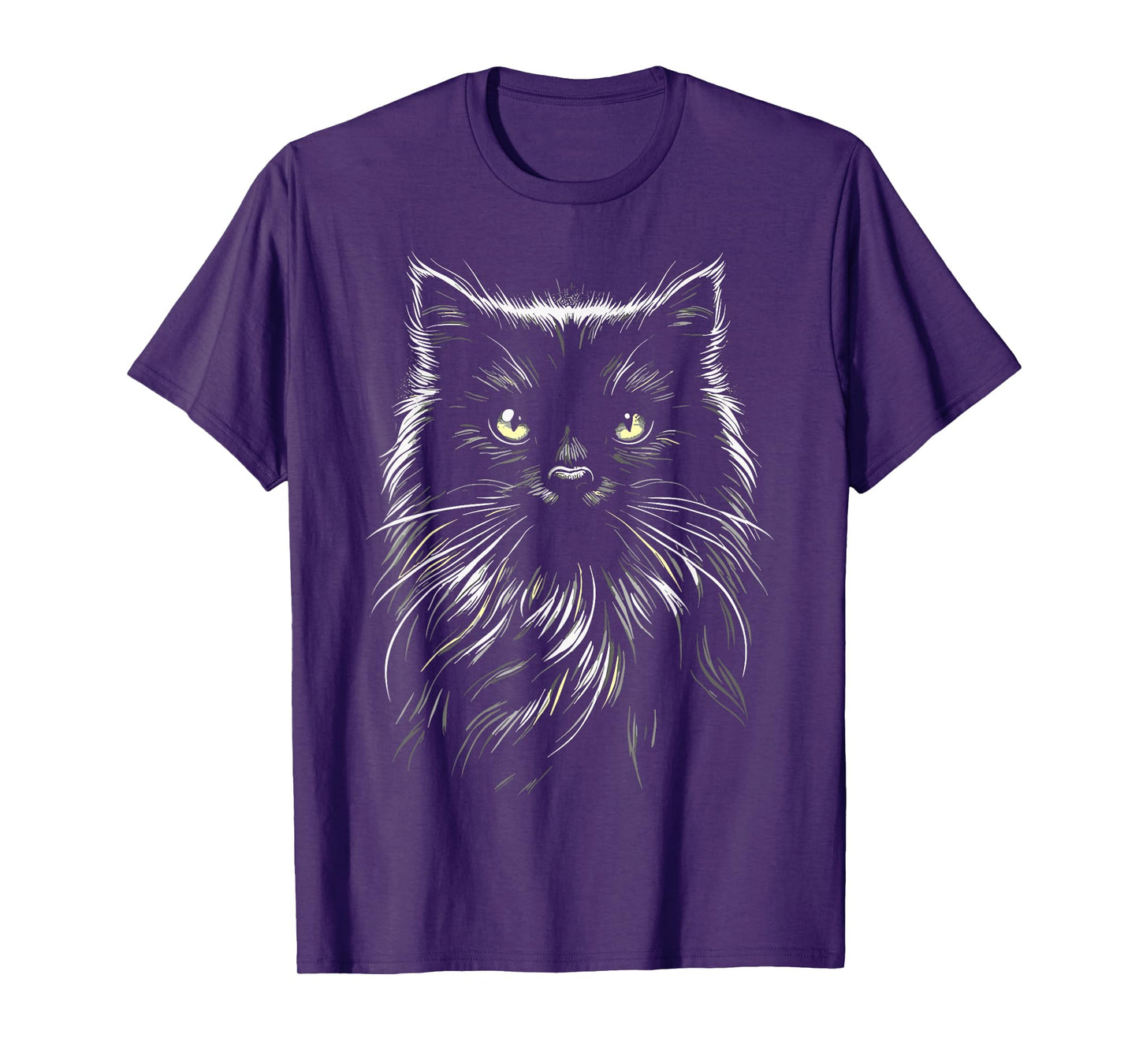 Black Cat Yellow Eyes Cat T-Shirt for Men Women Girls Kids