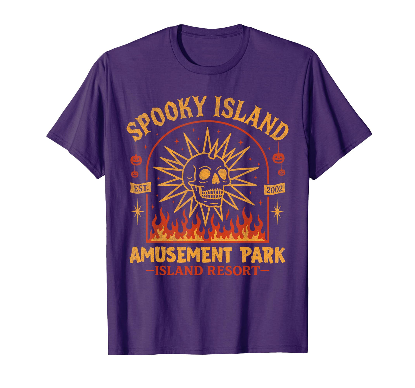 Spooky Island Est 2002 Amusement Park Skull Halloween T-Shirt