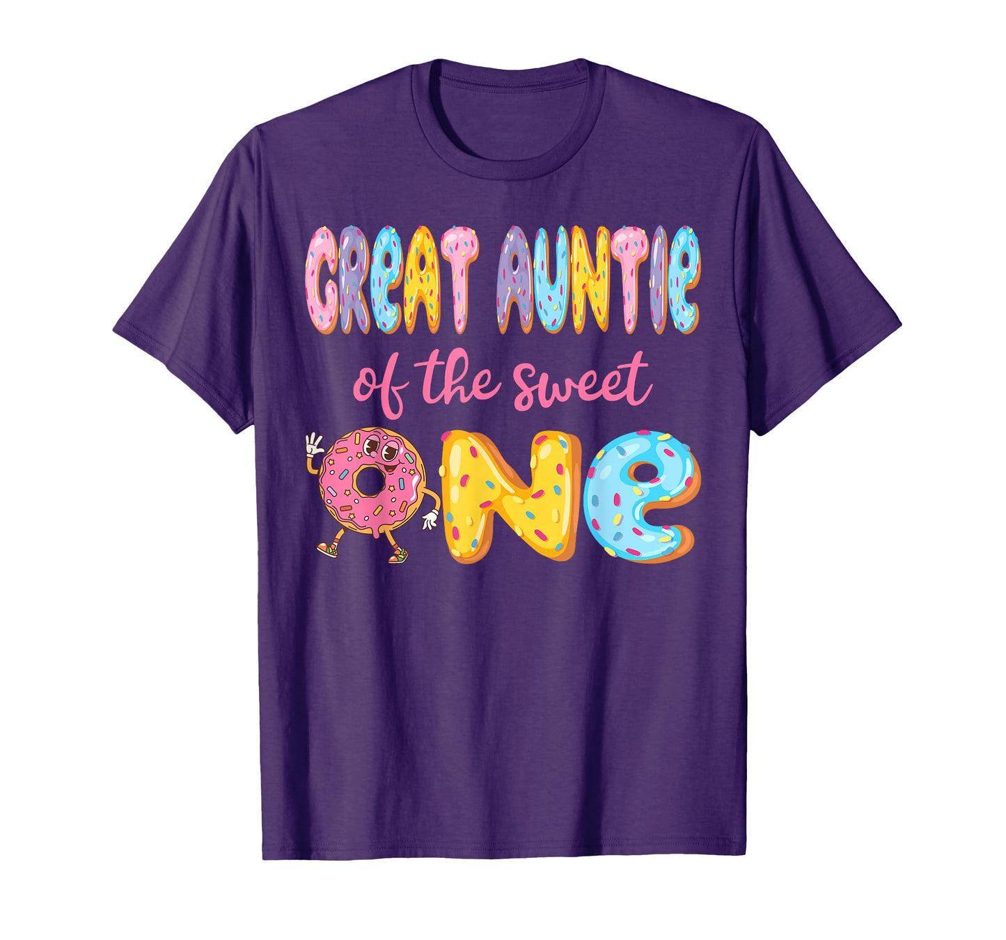Great Auntie Of The Sweet One Funny 1St Birthday Girl Donut T-Shirt