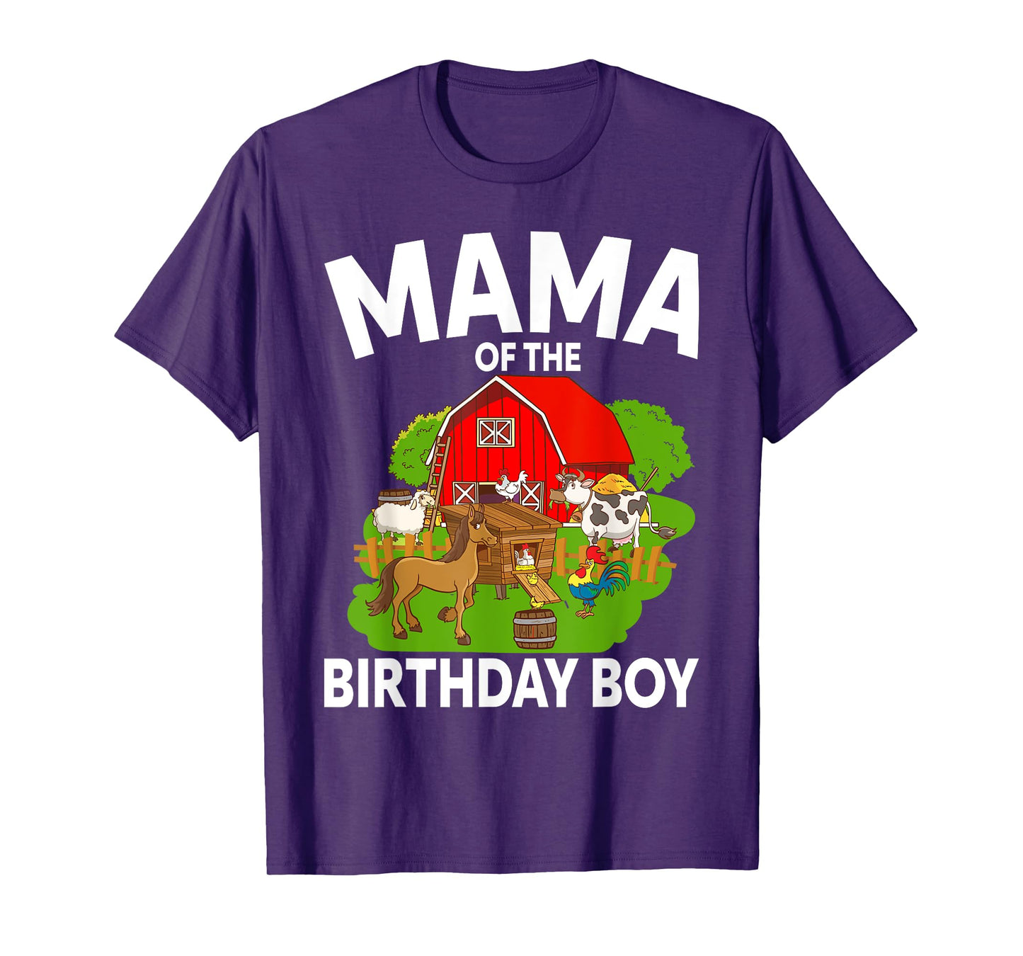Mama Of The Birthday Boy Farm Animal Bday Party Celebration T-Shirt