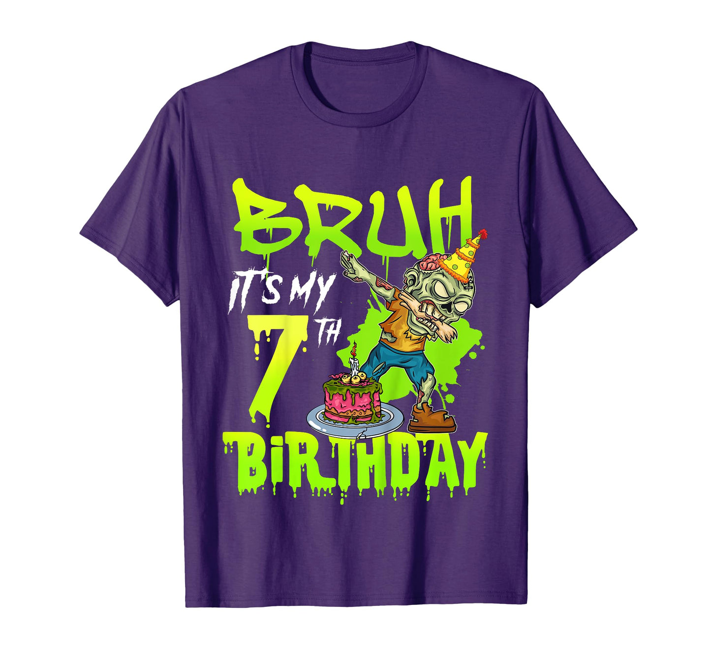 Bruh It's My 7th Birthday Zombie Lover 7 Years Old Boys T-Shirt