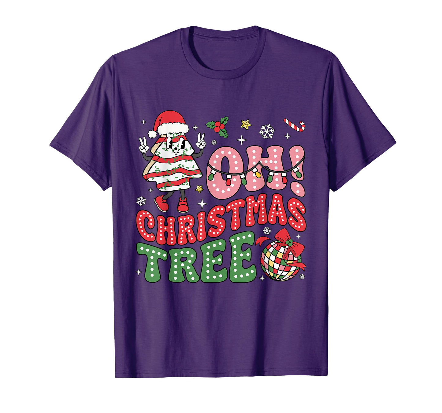 Groovy Oh Christmas Tree Cakes Funny Xmas Cake Lovers Women T-Shirt