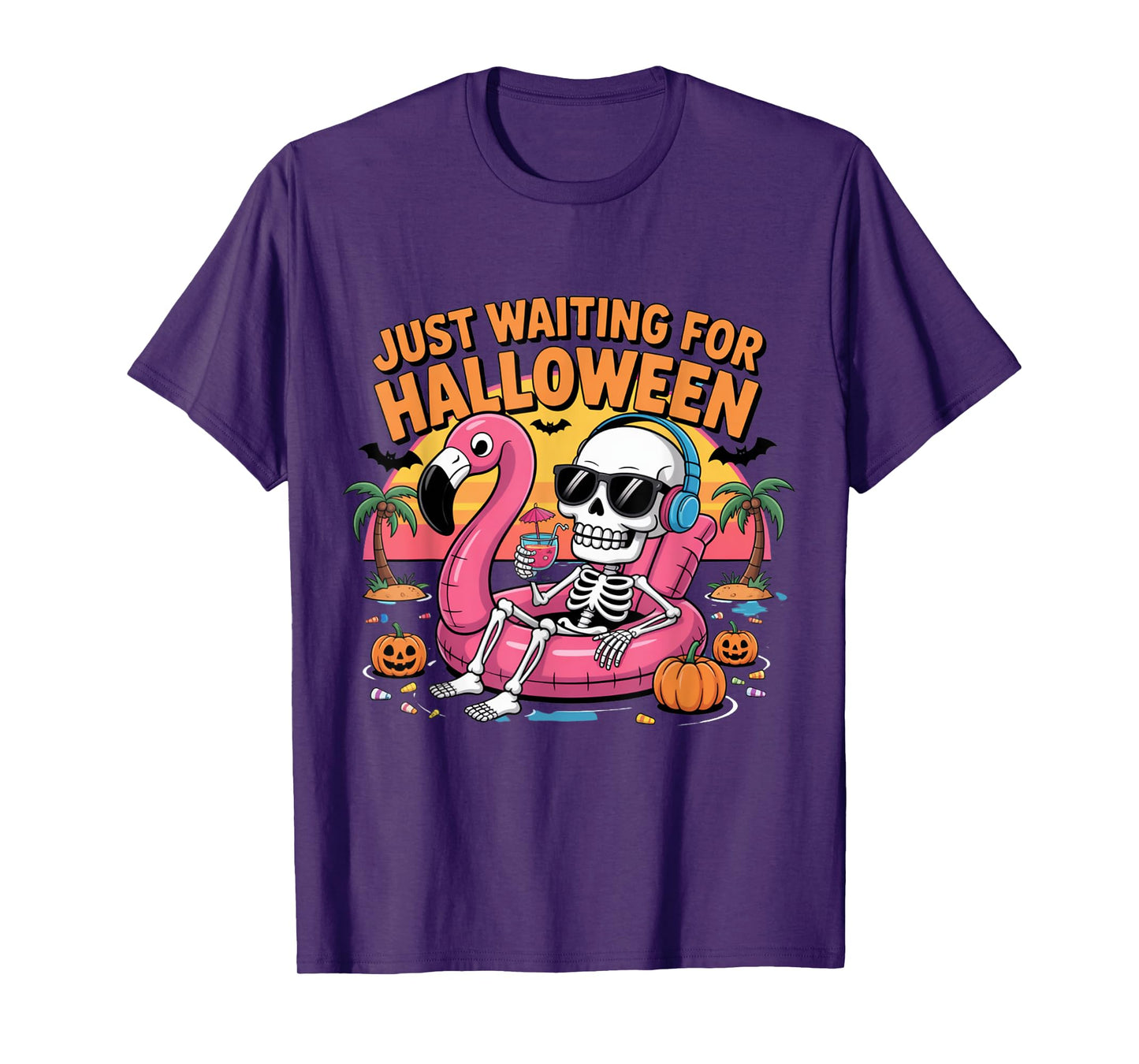 Spooky Summer Skeleton Just Waiting for Halloween T-Shirt
