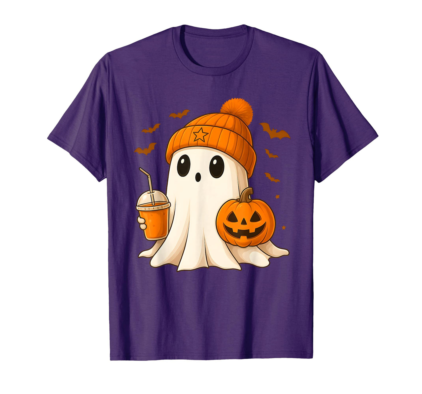 Halloween Cute Ghost Drink Pumpkin Men Women Halloween Ghost T-Shirt