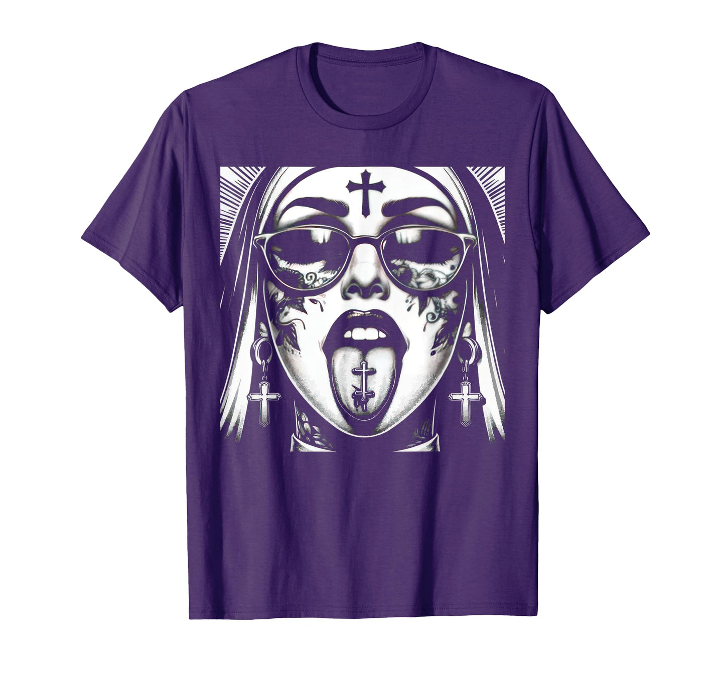 Unholy Nun Funny Horror Choked up Unholy Nun Satan Baphomet T-Shirt