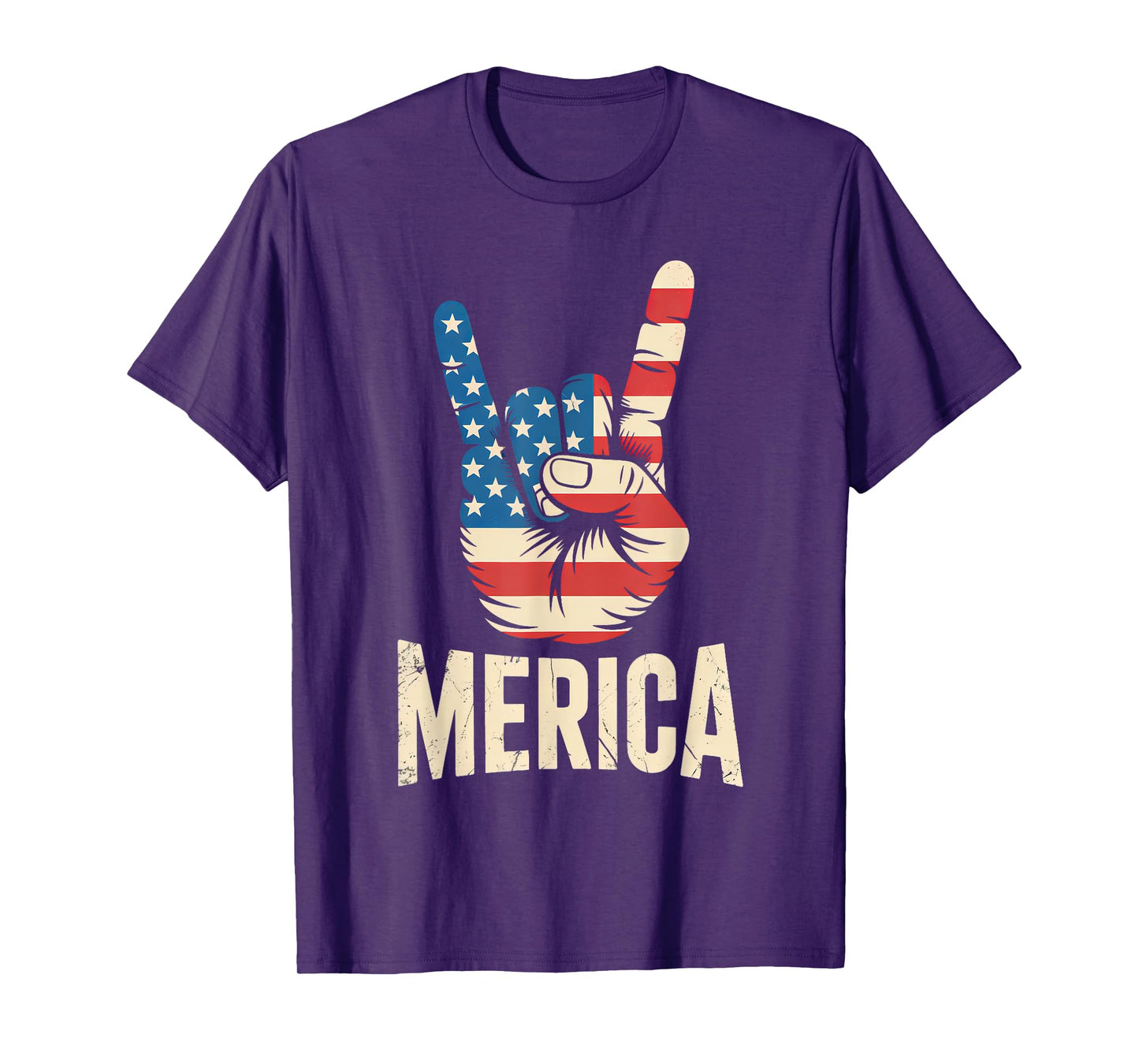 Merica Rock Sign 4th of July Vintage American USA Flag Retro T-Shirt
