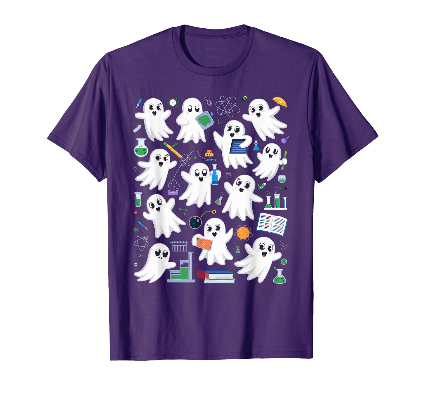 Spooky Ghost Science Teacher Halloween Laboratory Teacher T-Shirt