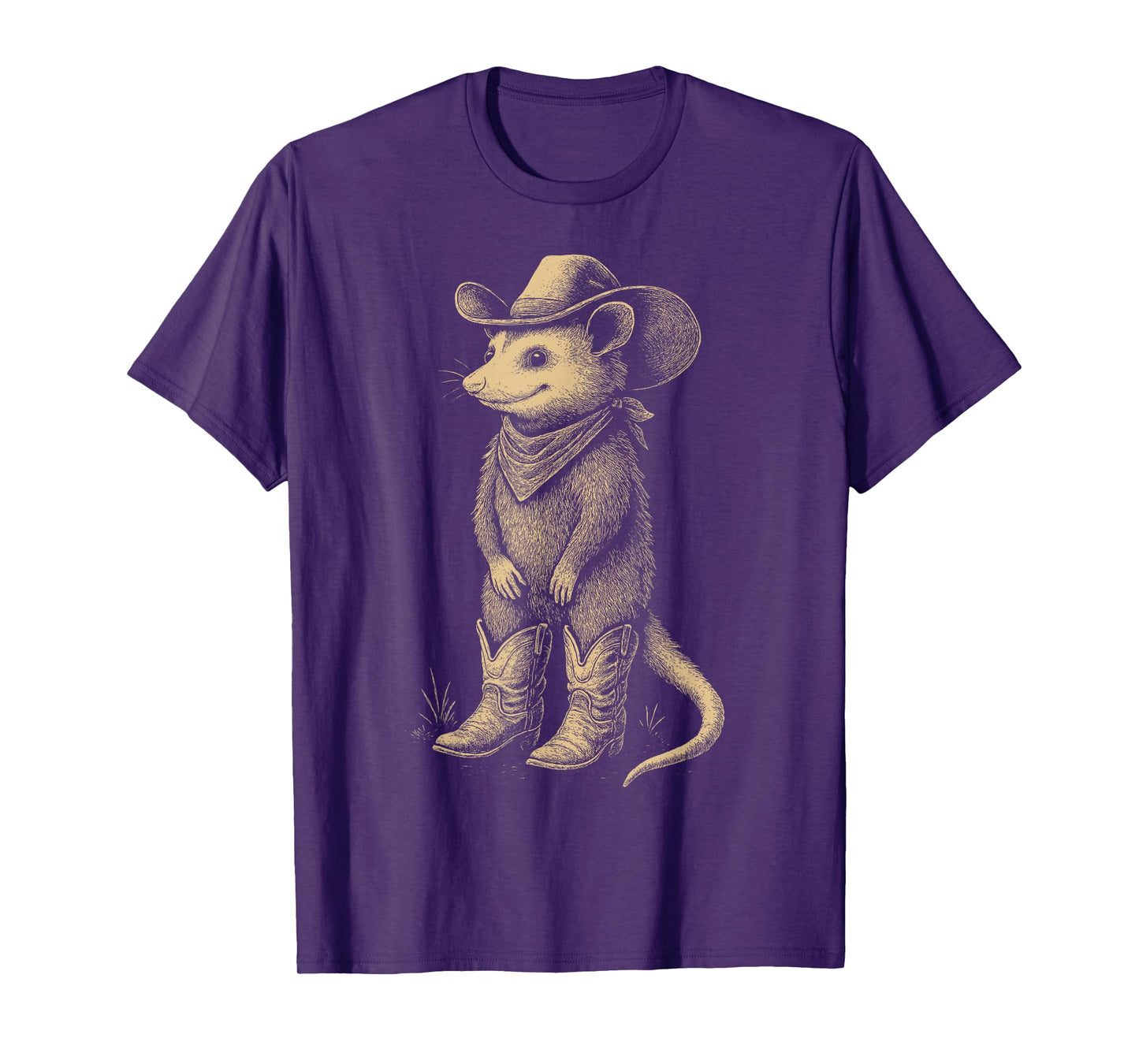 Opossum Wearing Cowboy Hat Funny Gifts Western Opossum Lover T-Shirt