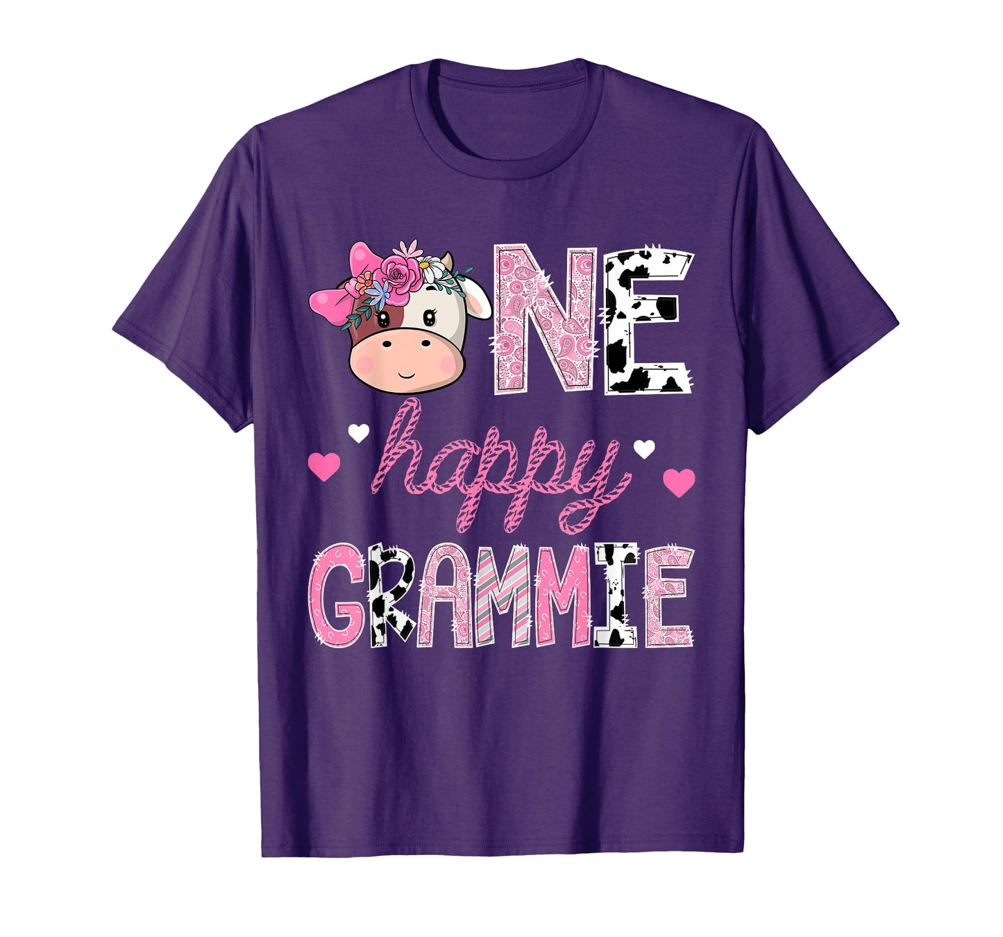 One Happy Grammie 1St Birthday Girl Pink Farm CowGirl T-Shirt