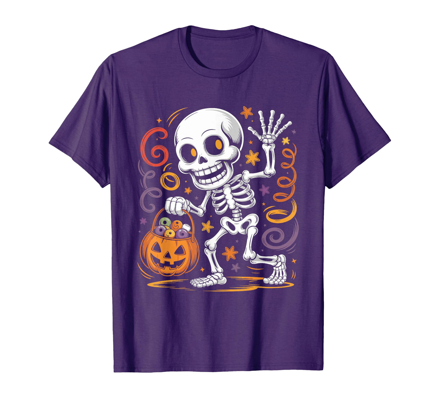 Skeleton Halloween Scary Pumpkin Costume Skull Women Men T-Shirt