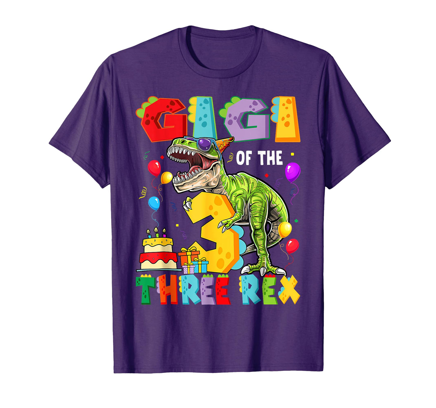 Gigi Of The Three Rex 3Rd Birthday Boy Dinosaur T-Rex T-Shirt