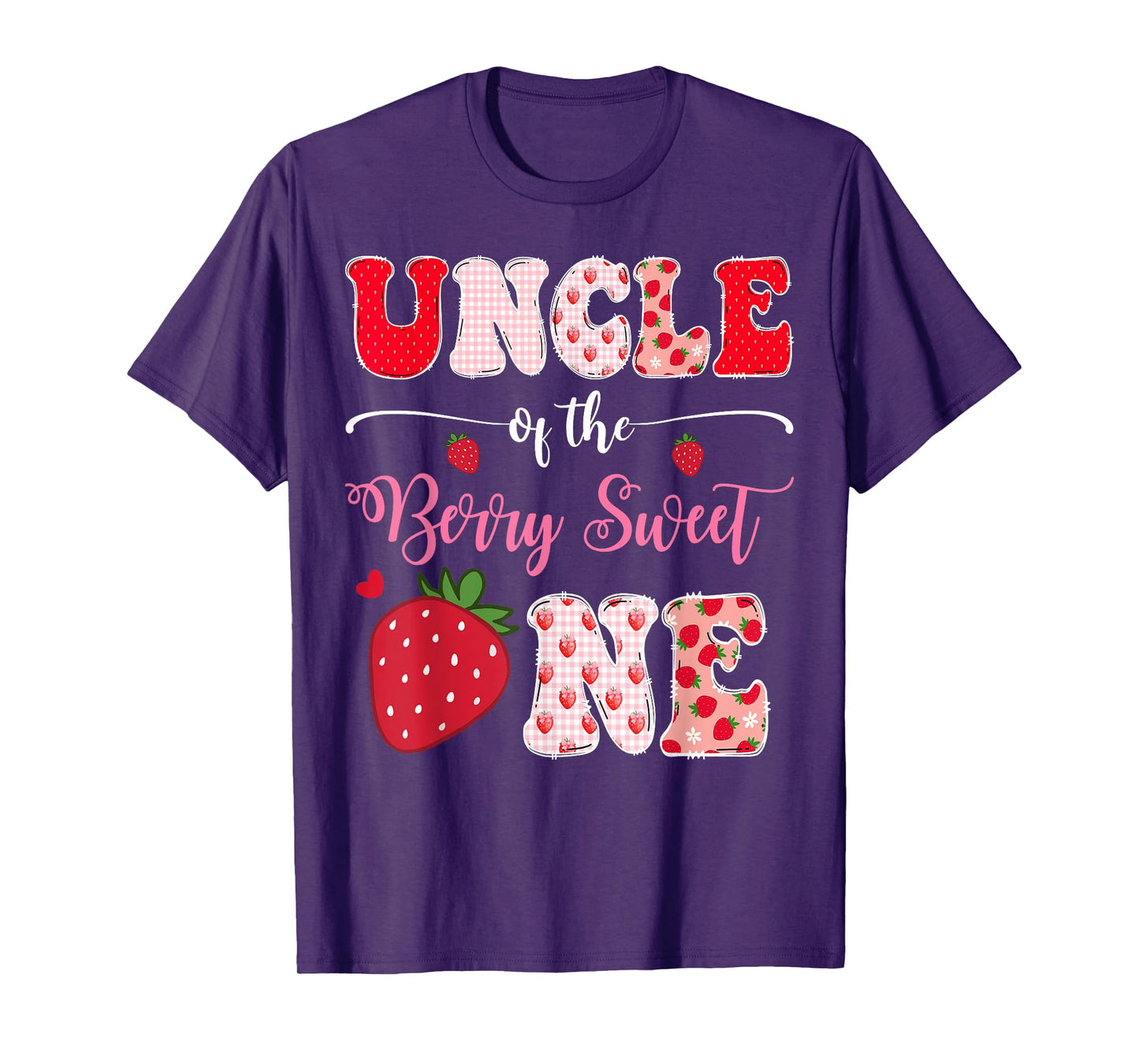 Uncle Of The Berry Sweet One 1St Birthday Strawberry T-Shirt