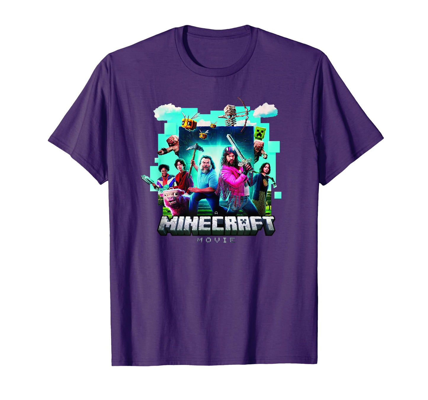 A Minecraft Movie Adventure Gang Main Characters Group Shot T-Shirt