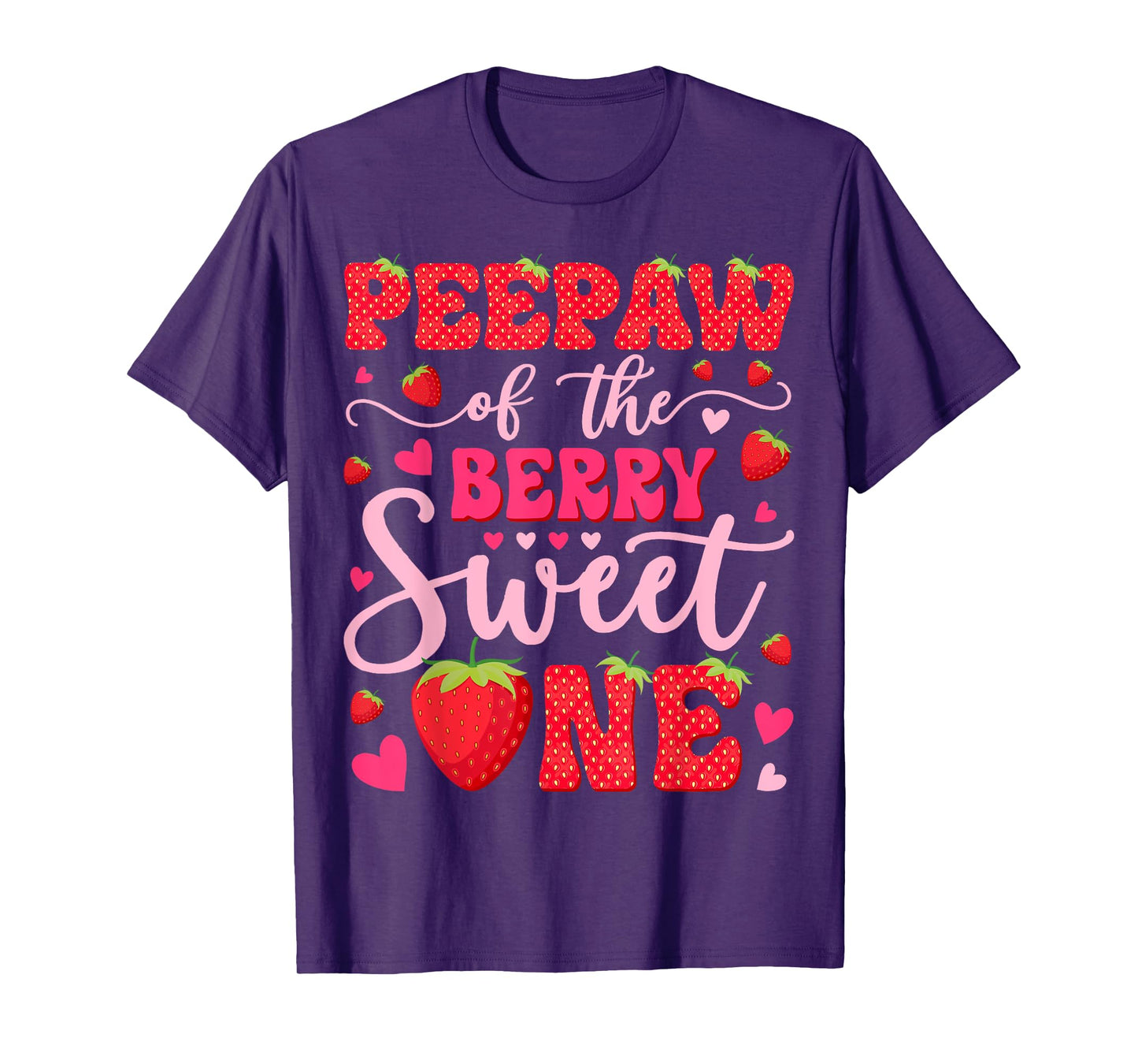 Peepaw Of The Berry Sweet One Strawberry 1St Birthday T-Shirt