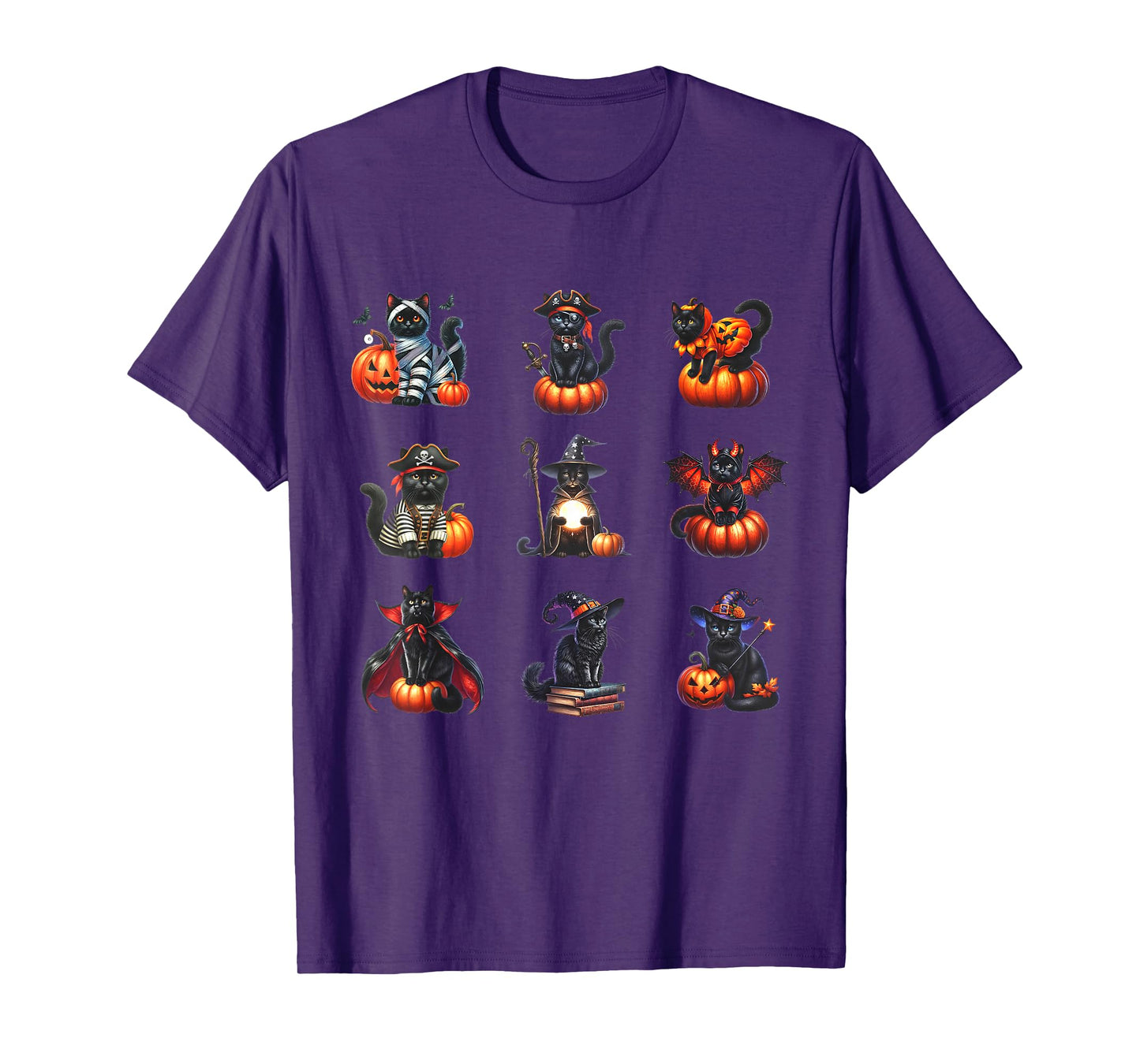 Black Cat Halloween Cat Witch Pumpkin Cat Lover Cat Ghost T-Shirt