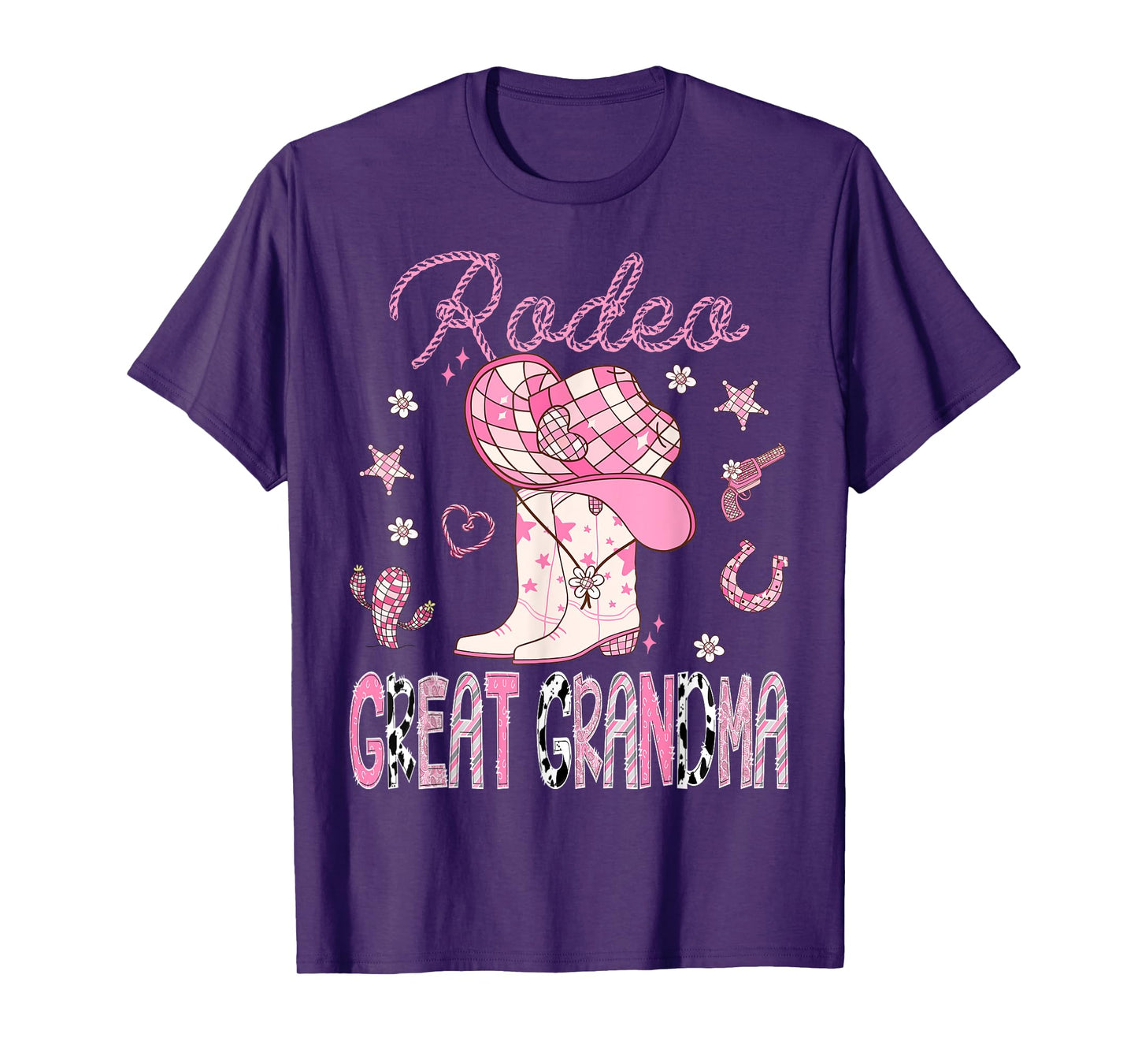 Rodeo Great Grandma Pink Boots Disco CowGirl Birthday T-Shirt