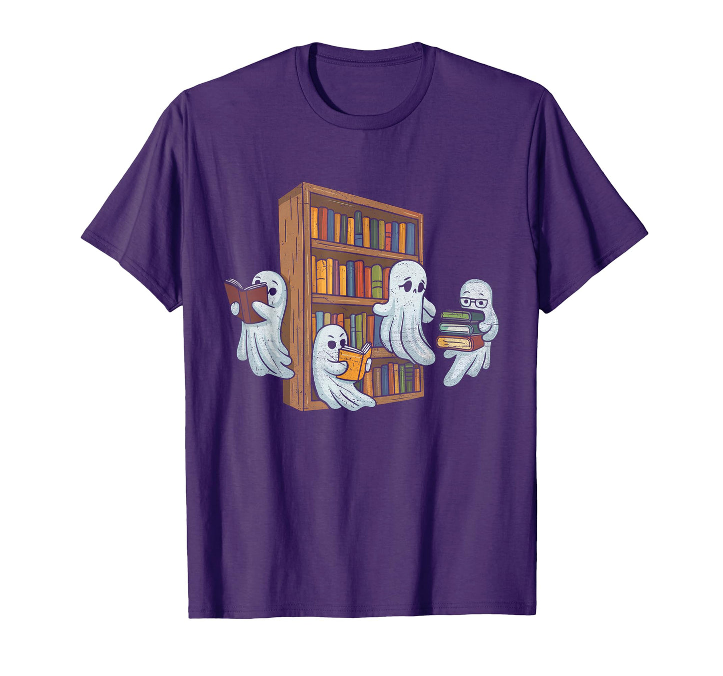 Ghosts Reading Books Teacher Halloween Librarian Book Lover T-Shirt