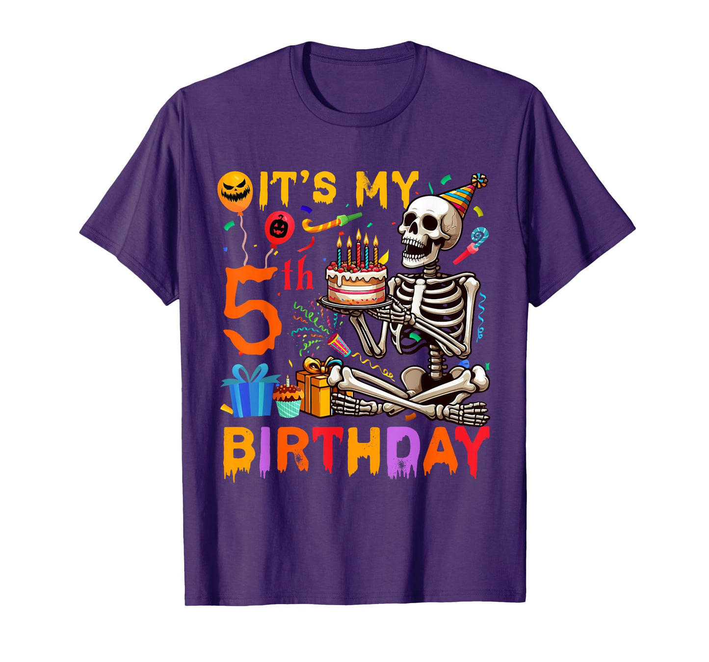 It's My 5th Birthday Halloween Skeleton Matching Party T-Shirt