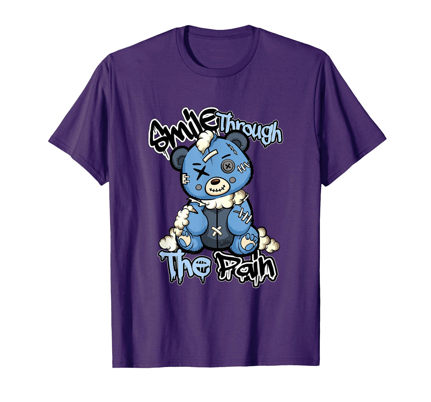 Blue Sad Teddy Bear Tee, Lofi Streetwear Aesthetic Bear T-Shirt