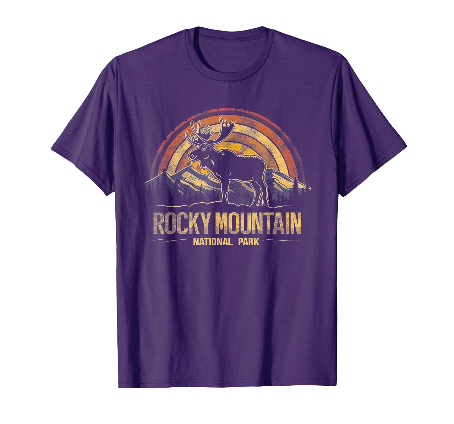 Rocky Mountain US National Park Vintage Men Women Kids Retro T-Shirt
