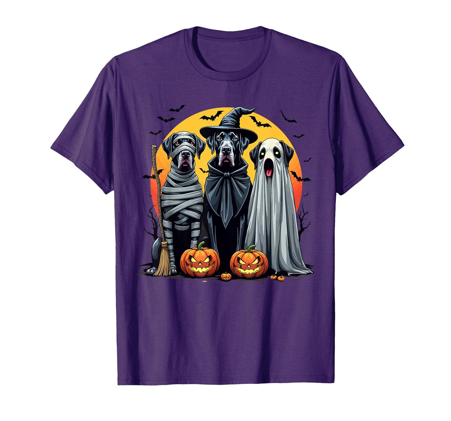 Great Dane Halloween Costume Mummy Witch Ghost T-Shirt