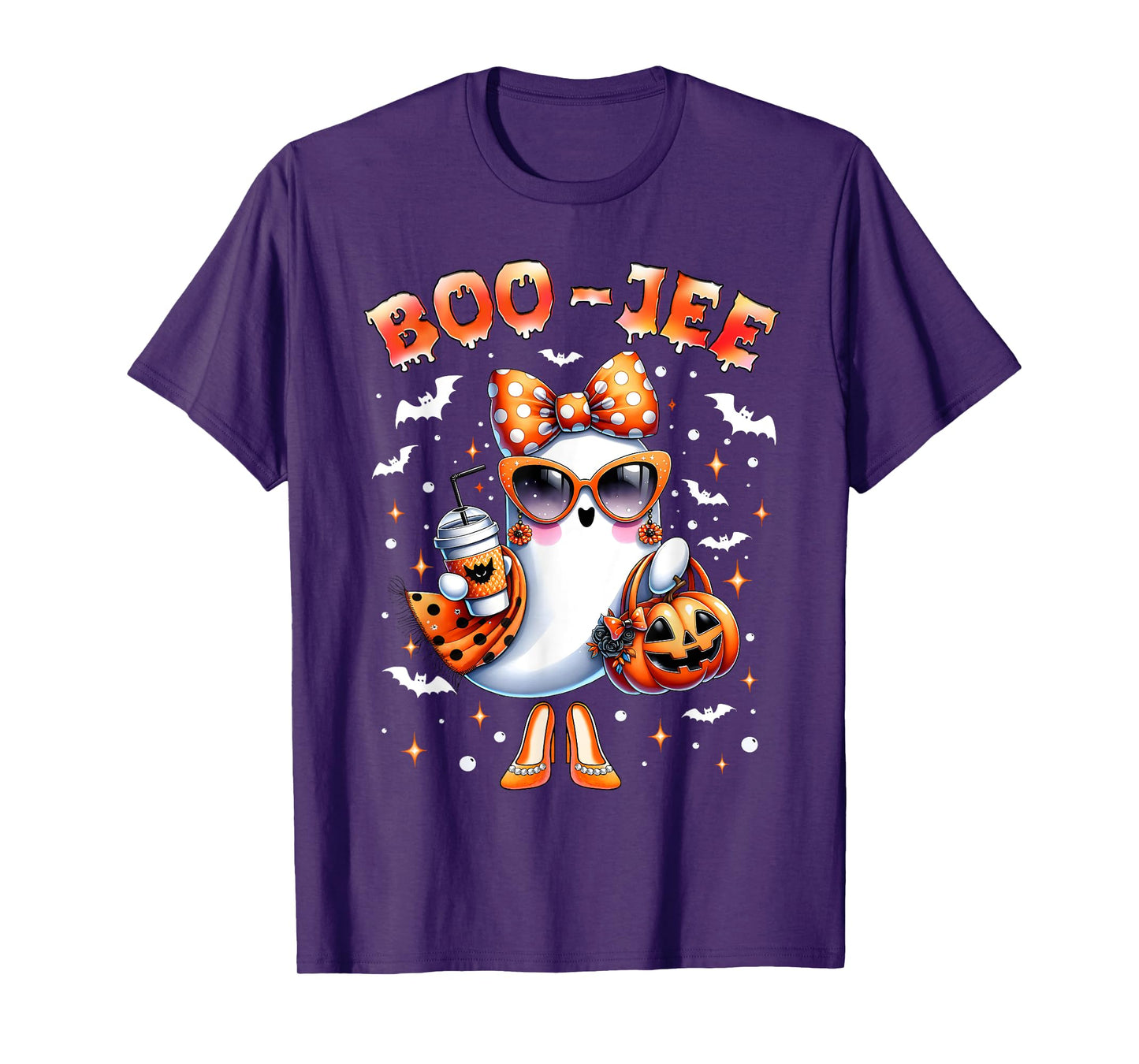 Boo-Jee Funny Ghost Coffee Jack O Lantern Happy Halloween T-Shirt