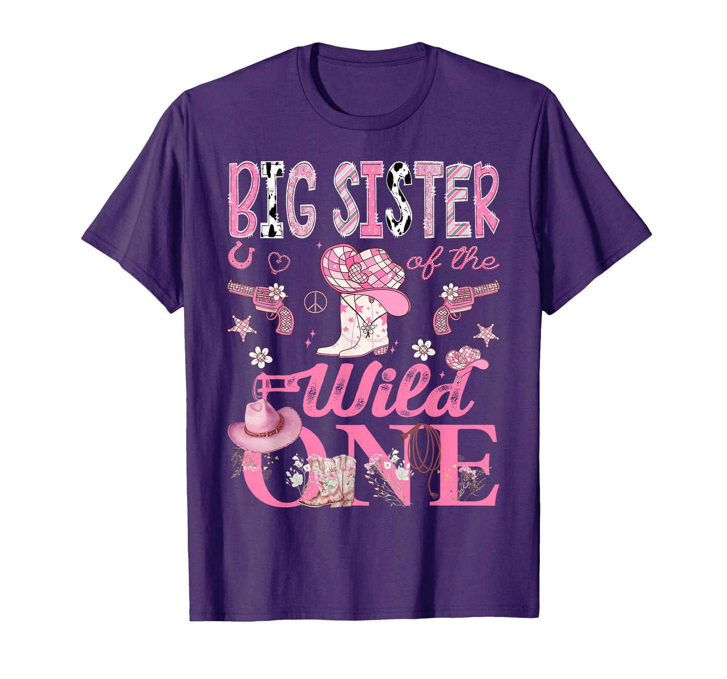 Big Sister Of The Wild One 1St Birthday CowGirl Disco T-Shirt
