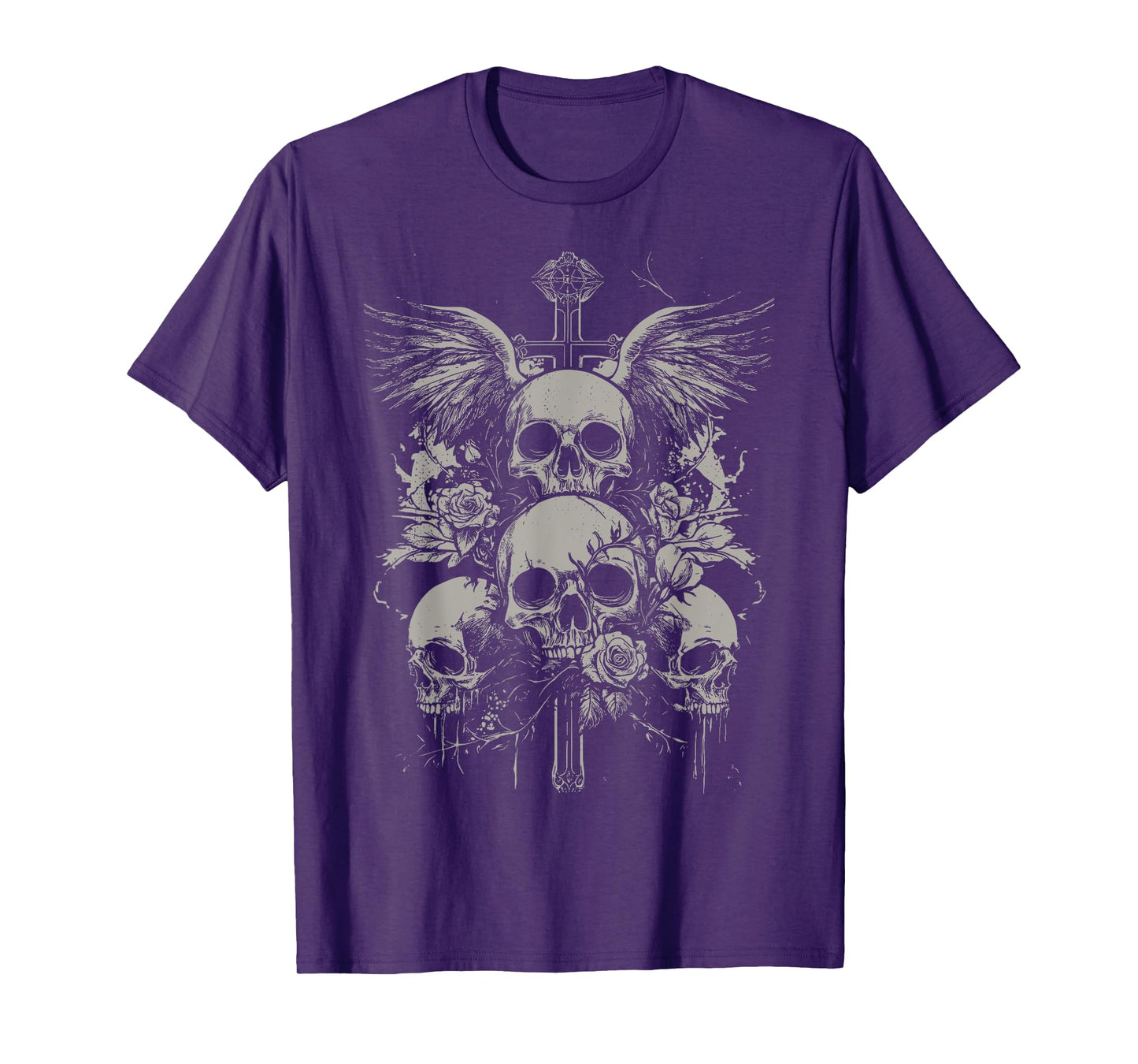 Skull Cross Y2K Grunge Aesthetic Alt Goth Skull Cross Gothic T-Shirt